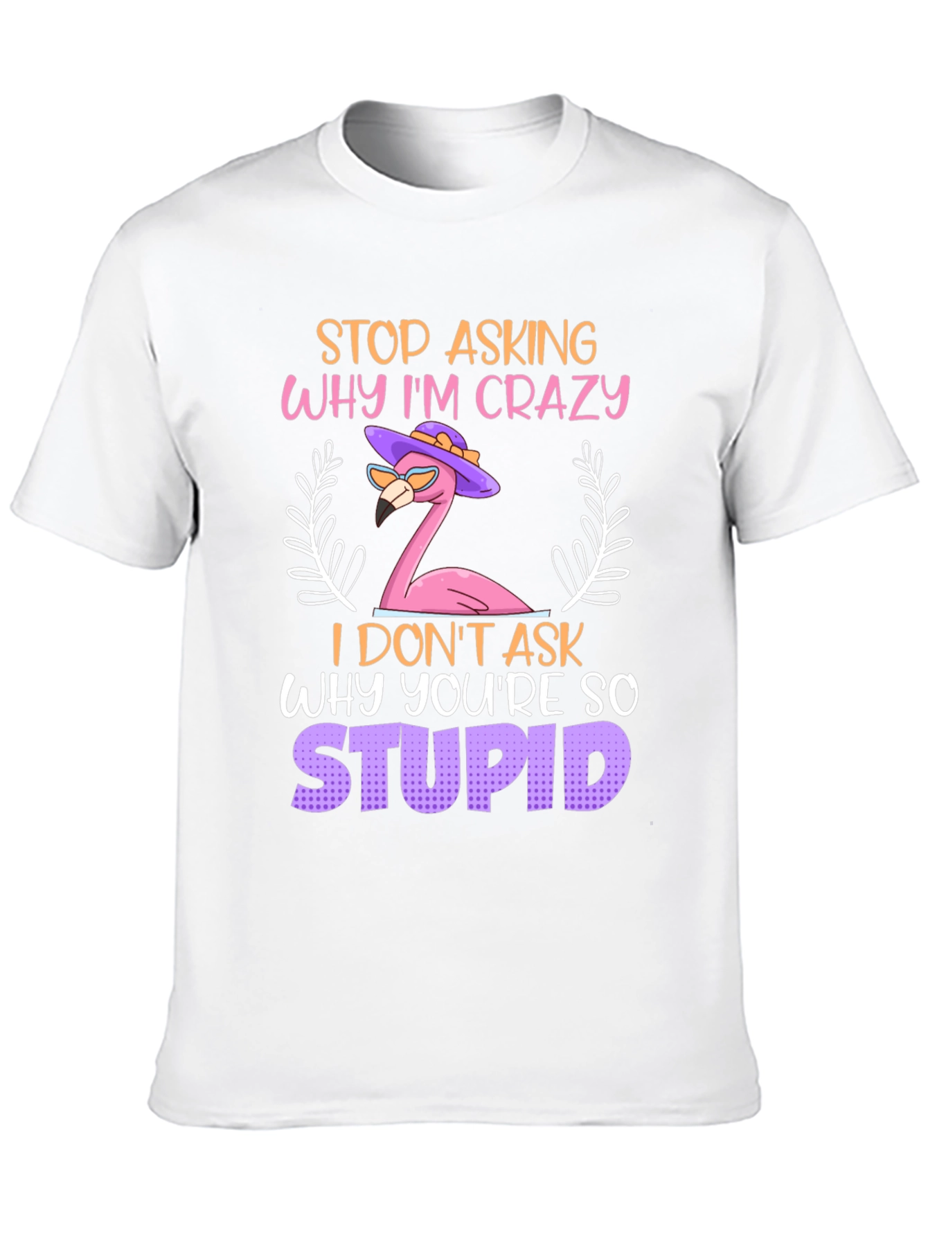 Black Crazy Flamingo Graphic Tee - Funny Novelty T-Shirt view 10