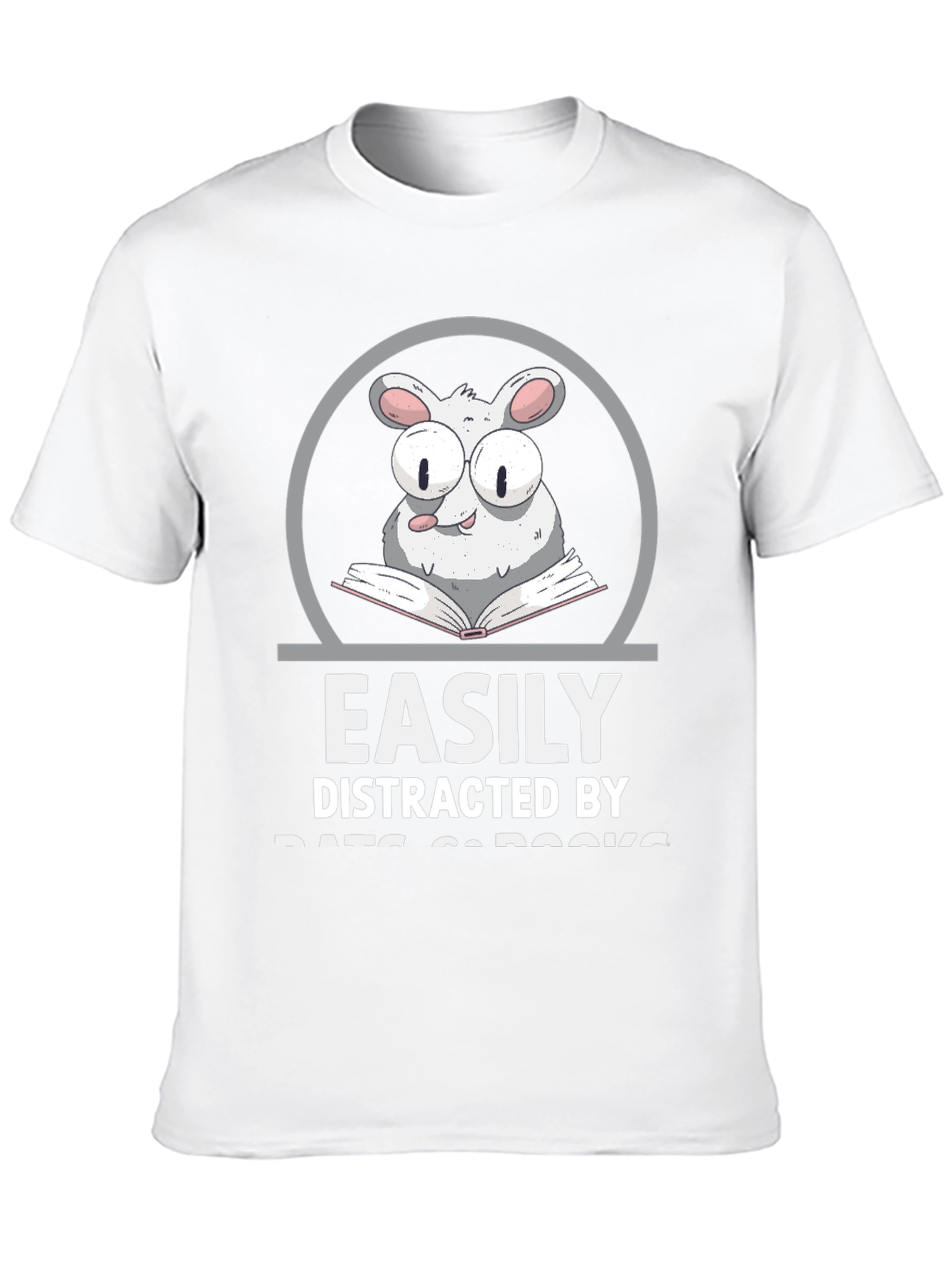 Black Easily Distracted By Rats & Books T-Shirt view 10