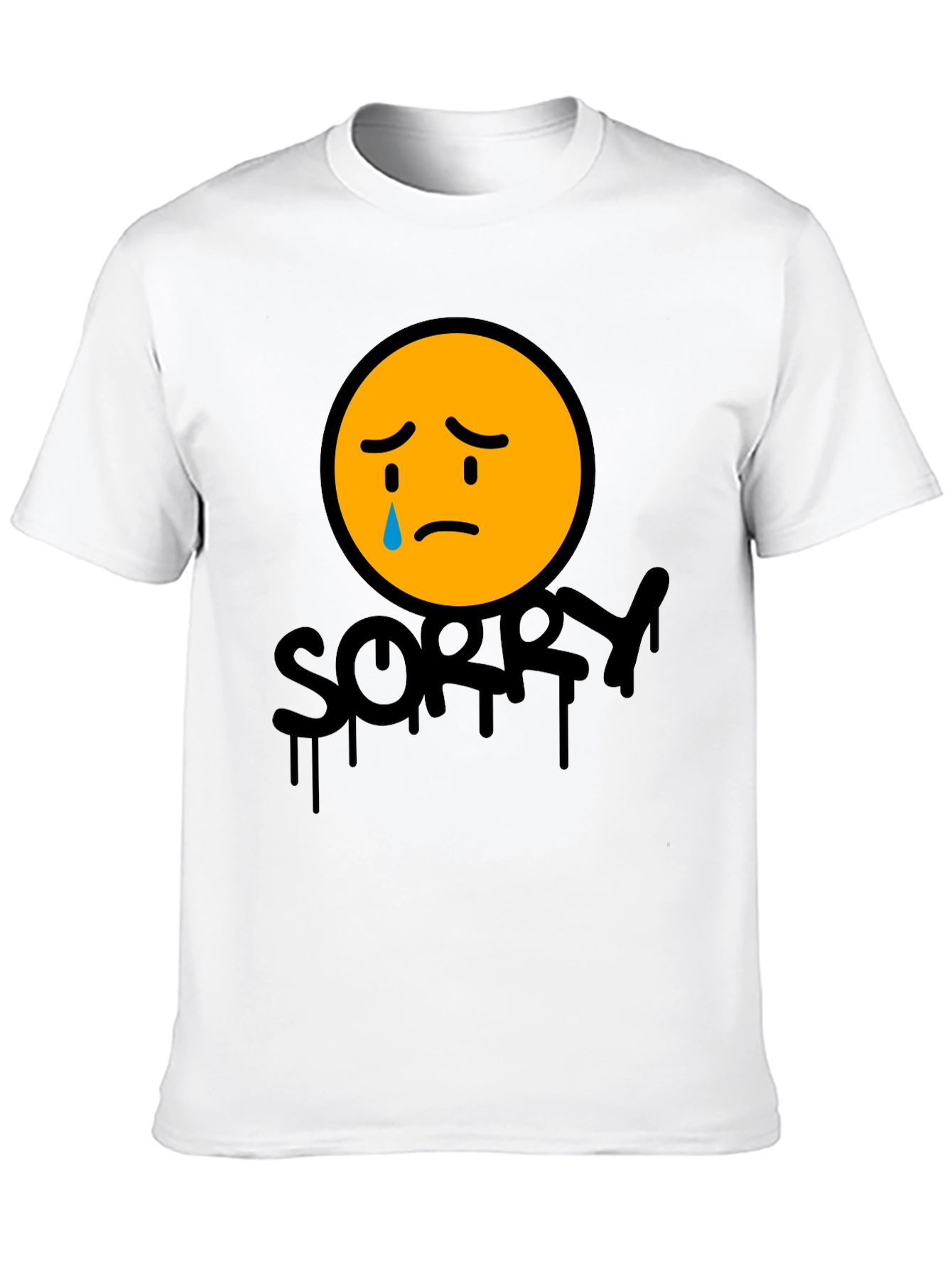 Black Sorry Face Graphic Tee - Black Cotton Blend view 10