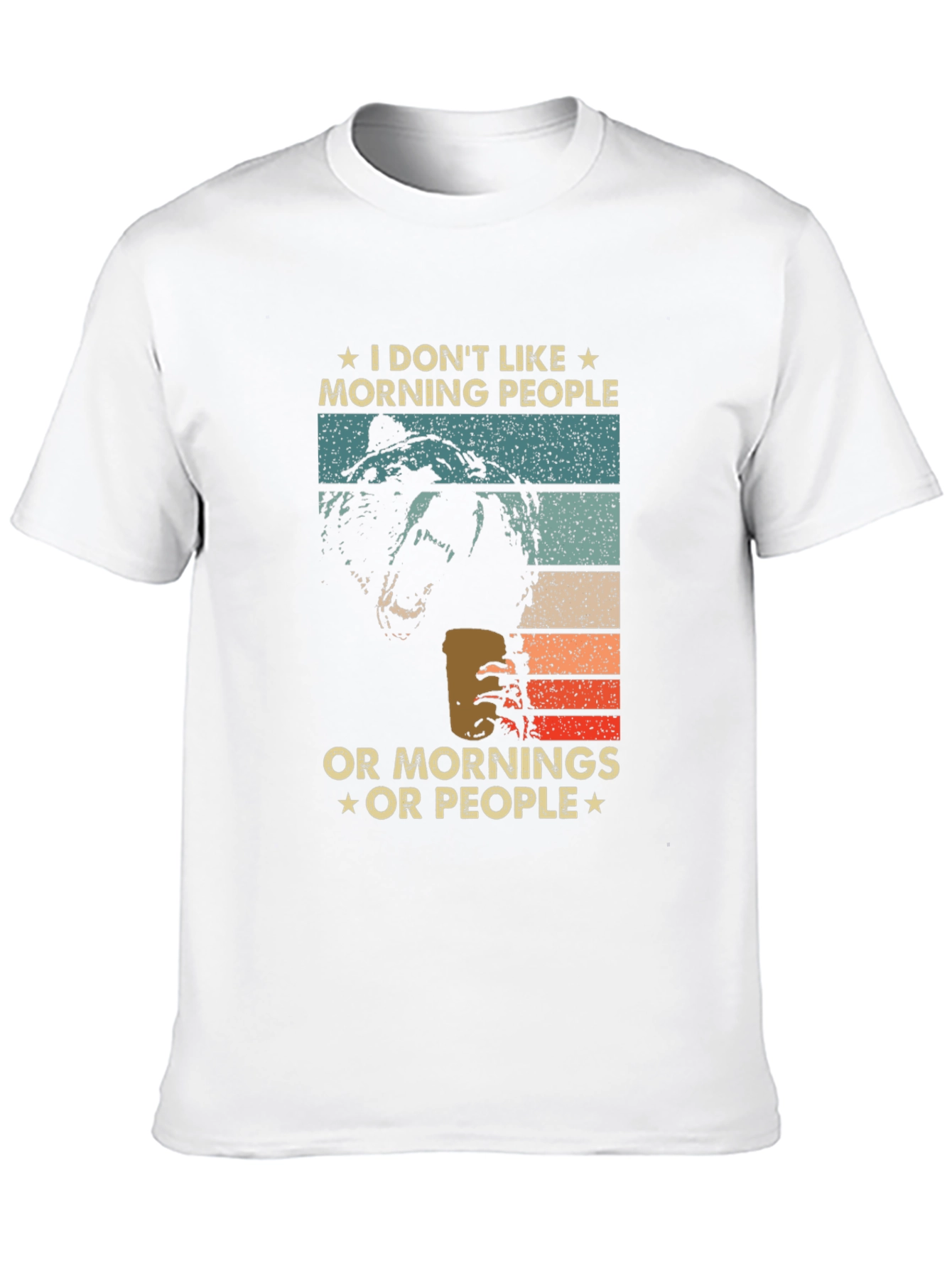 Black Funny "I Don't Like Morning People" Bear T-Shirt view 10