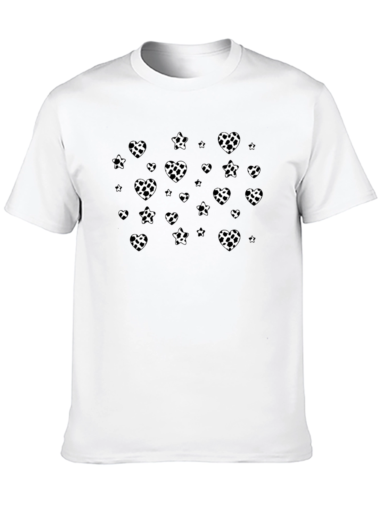 Black Black T-Shirt with White Heart Pattern view 10