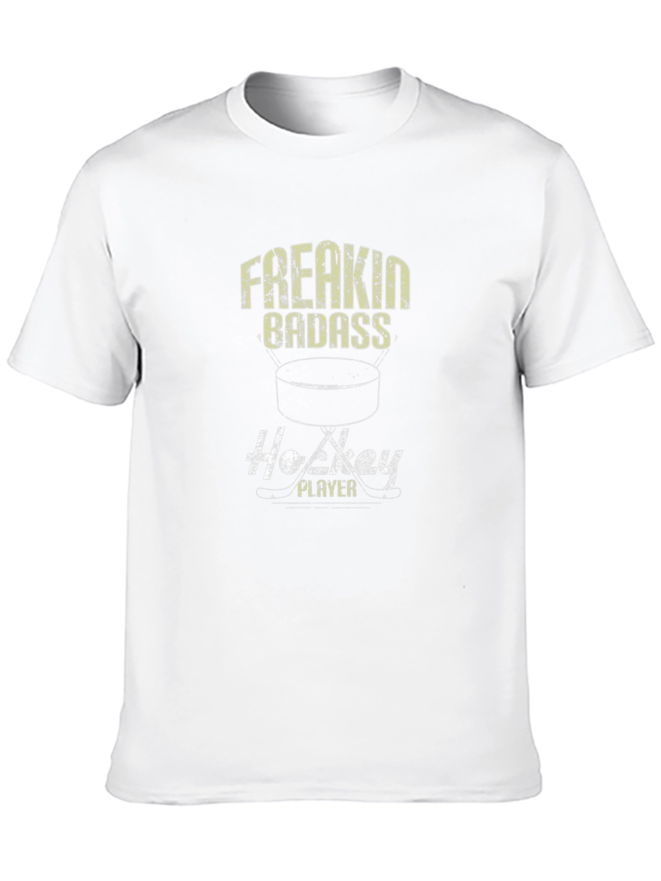 Black Freakin' Badass Hockey Player Graphic Tee view 10