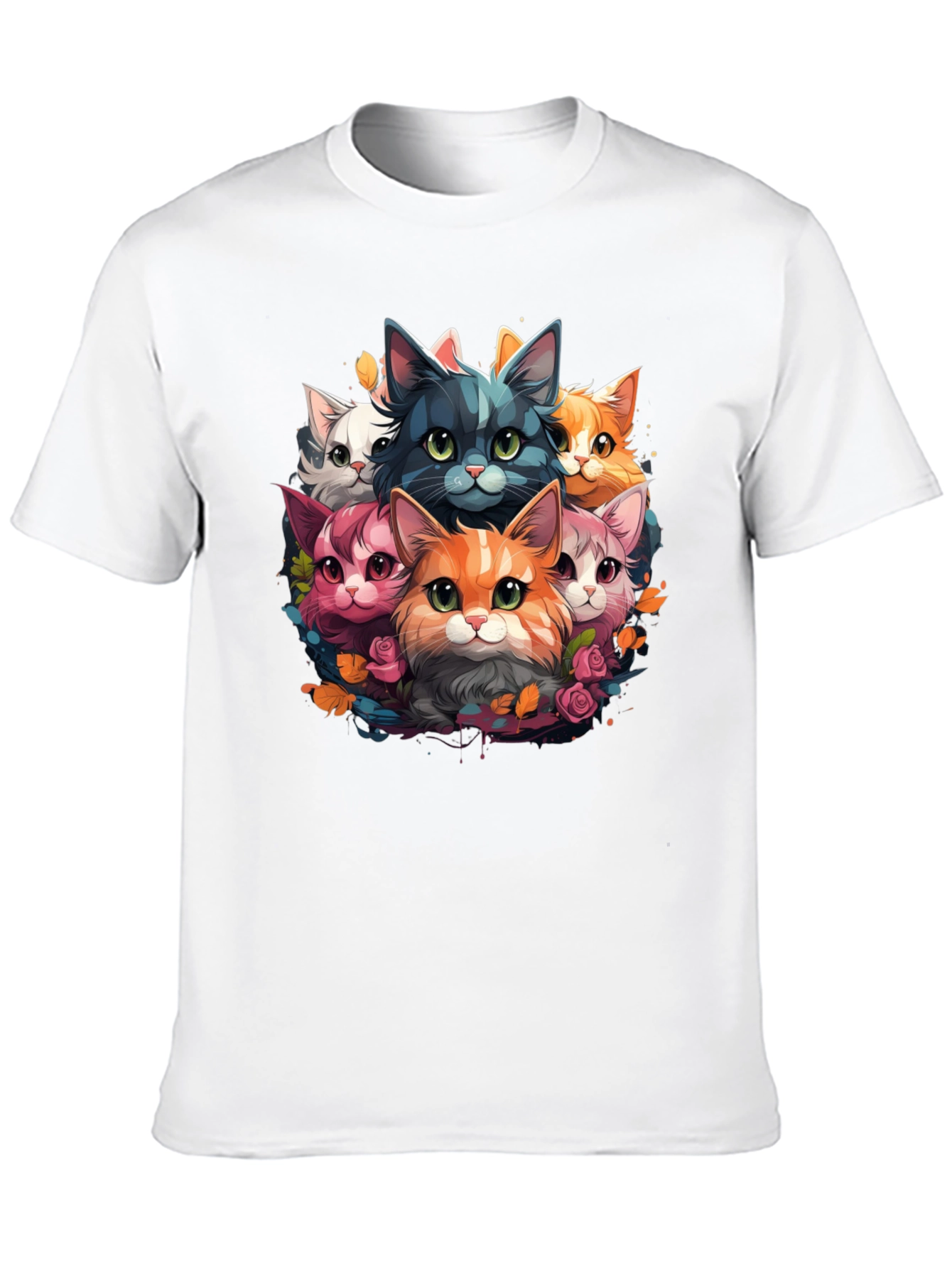 Black Cute Cartoon Cats T-Shirt view 10