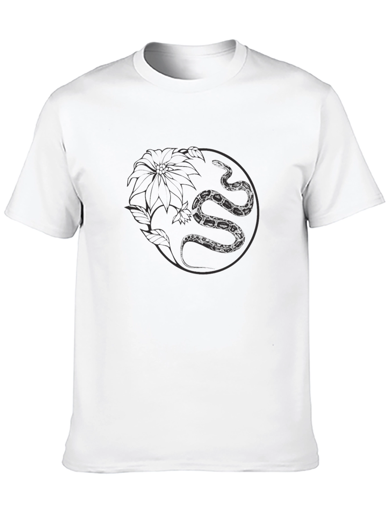 Black Snake & Flower Graphic Tee - Men's Black T-Shirt view 10