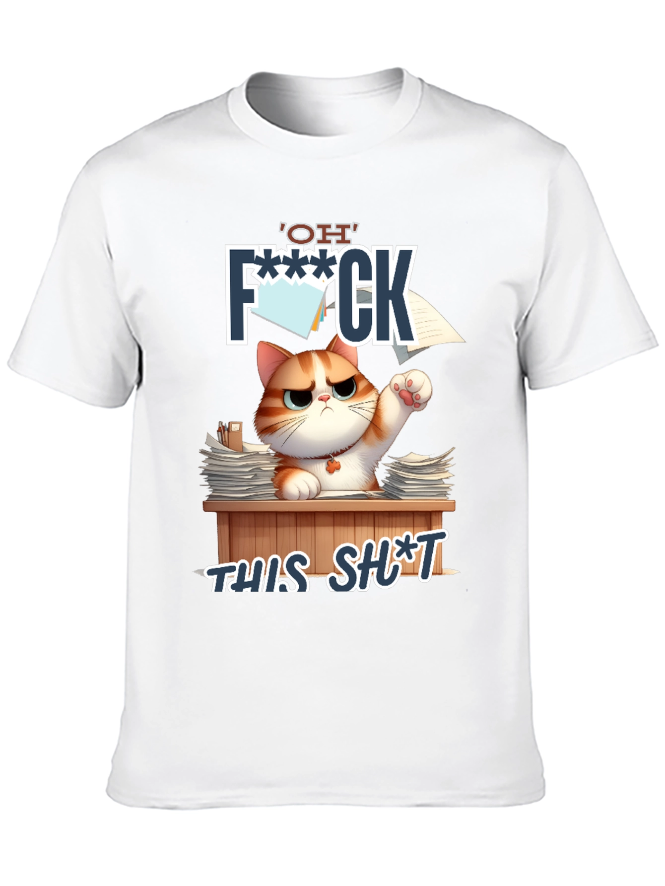 Black Funny Cat 'OH F*** THIS S***' Graphic T-Shirt view 10