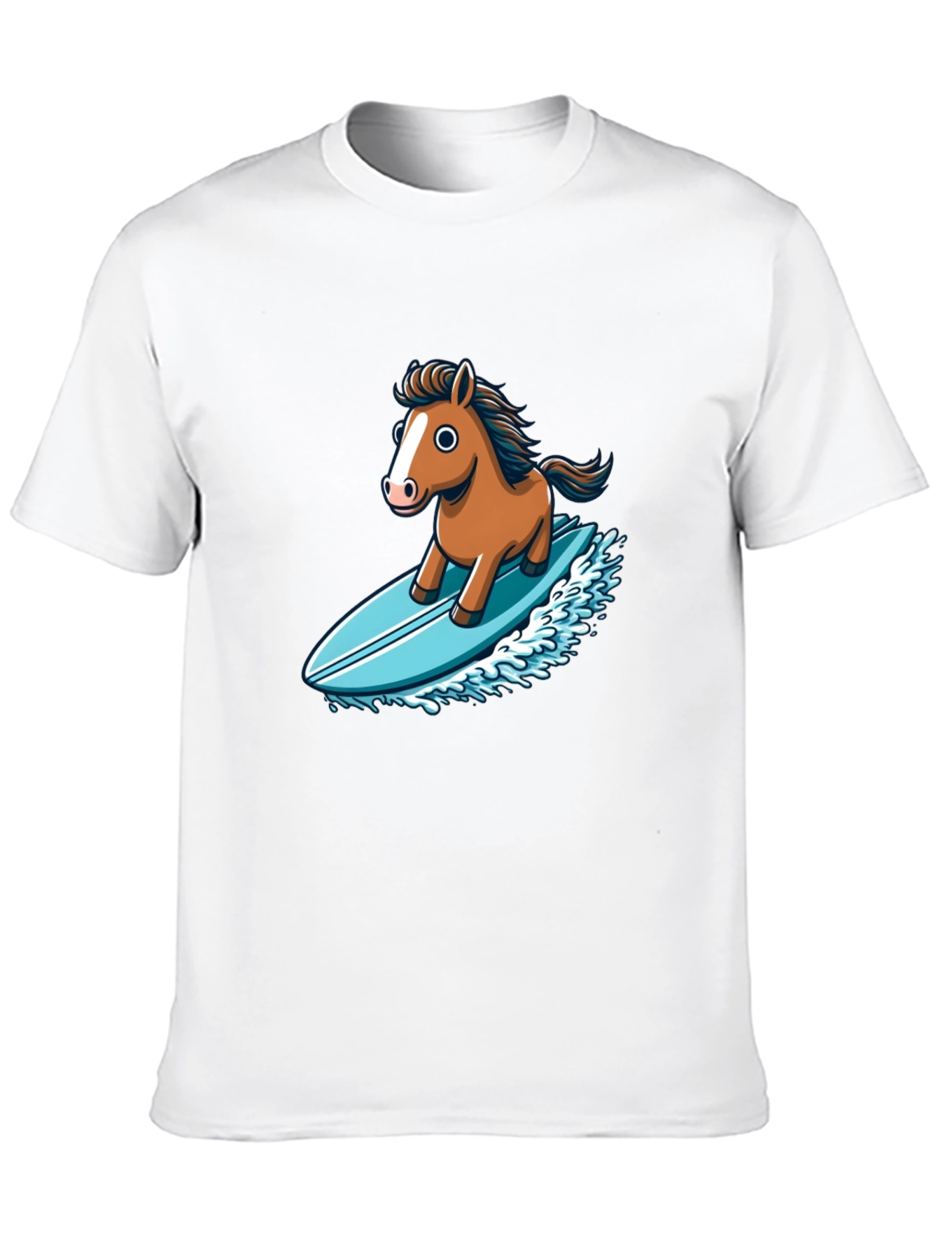 Black Horse Surfing T-Shirt - Unique Cartoon Design view 10