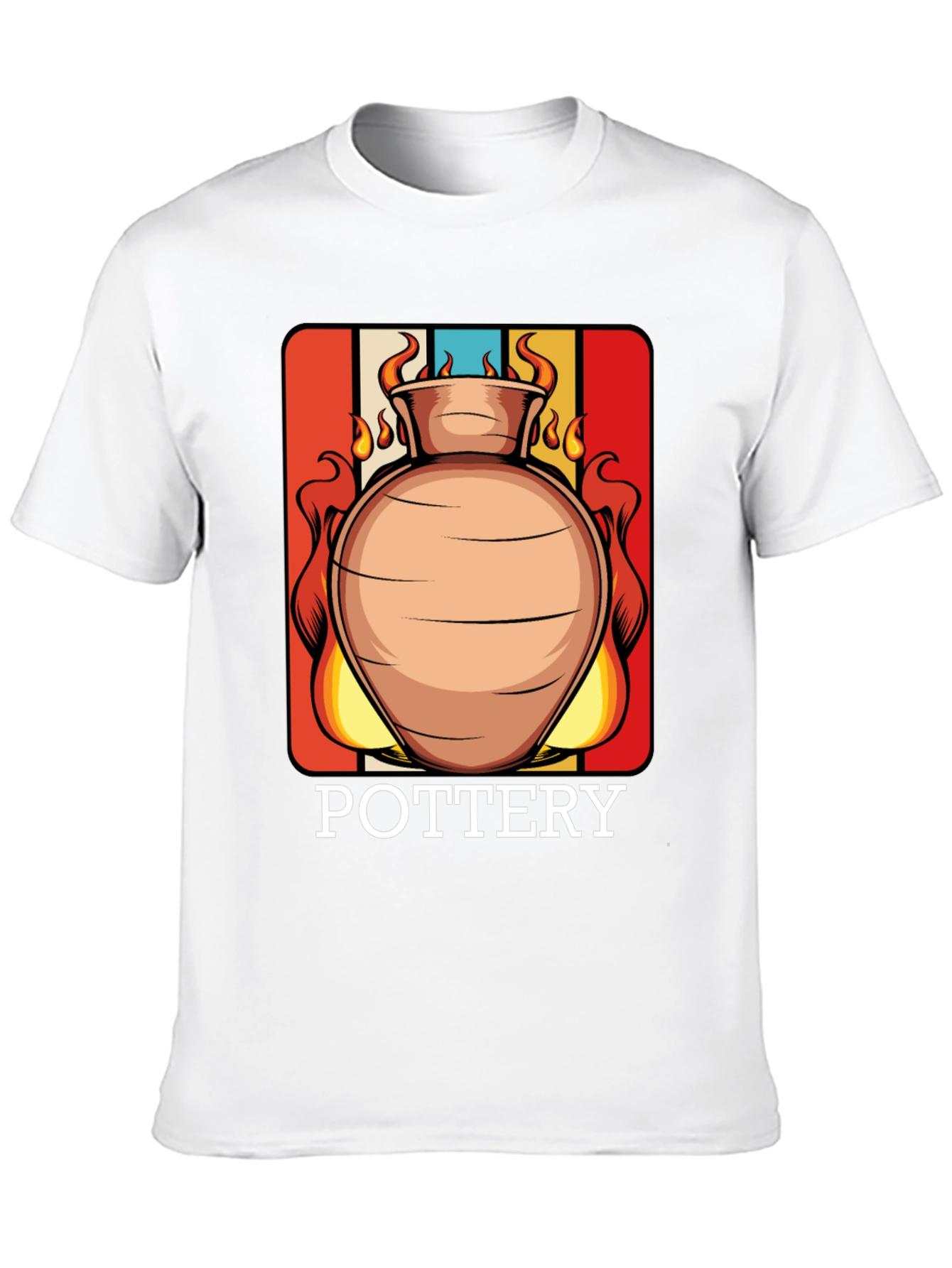 Black Pottery T-Shirt - Retro Clay Vase Design view 10