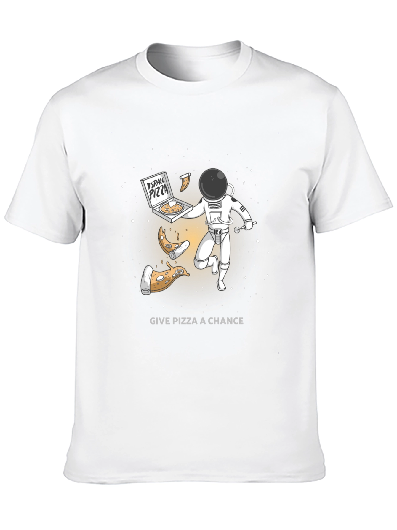Black Space Pizza T-Shirt - Funny Astronaut Graphic Tee view 10