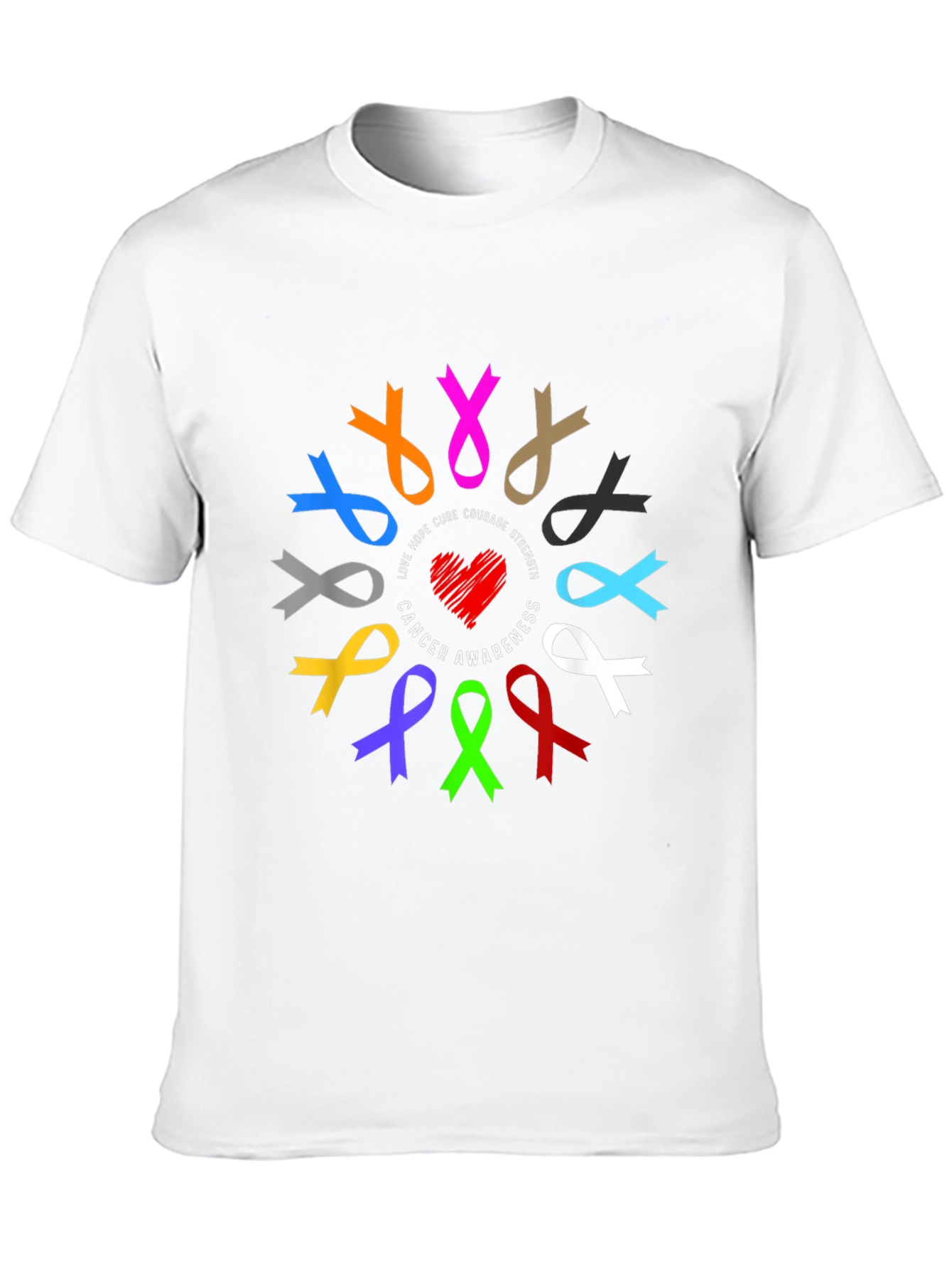 Black Cancer Awareness Ribbon Black T-Shirt view 10