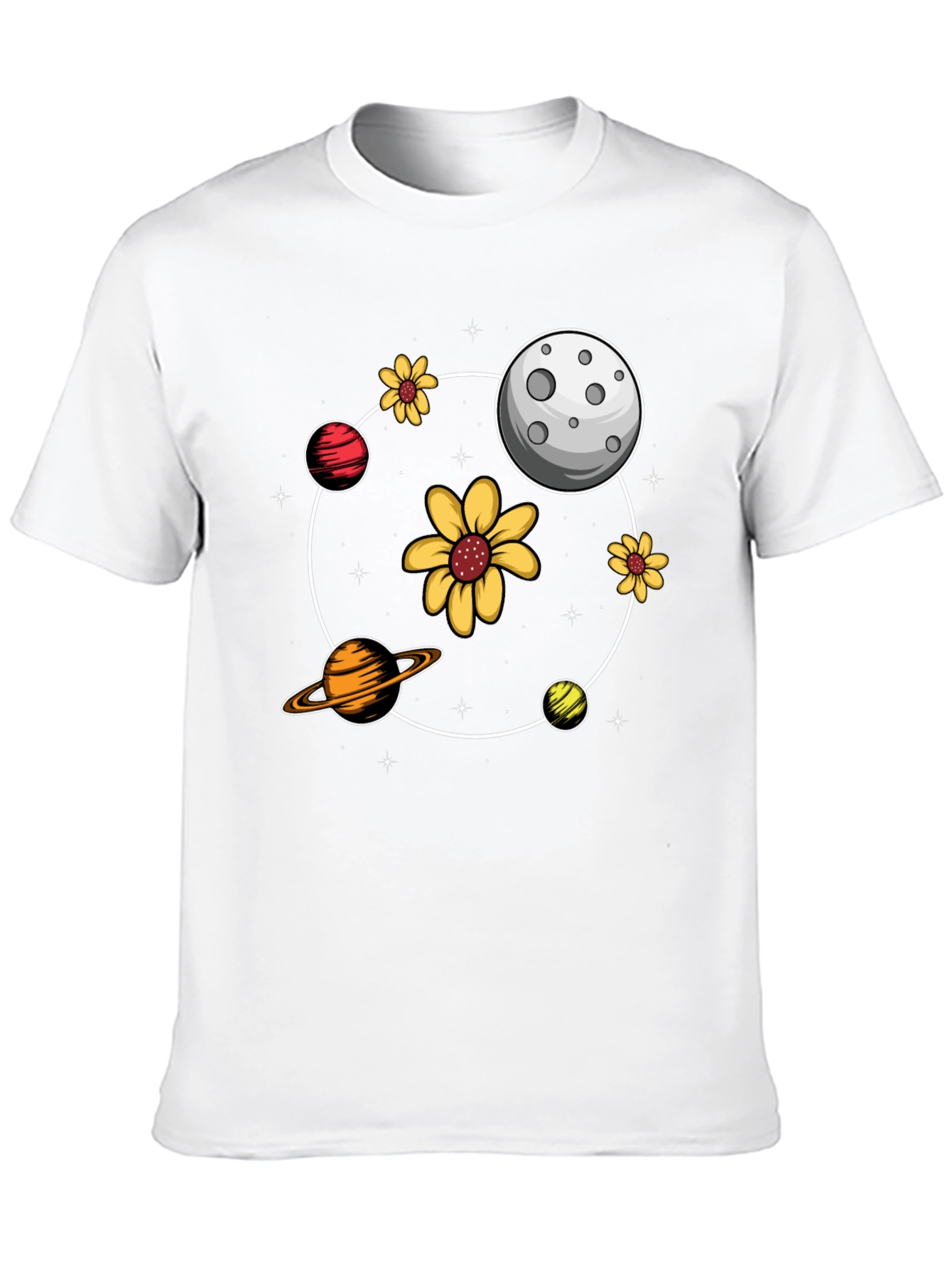 Black Planetary Flower Power Black T-Shirt view 10