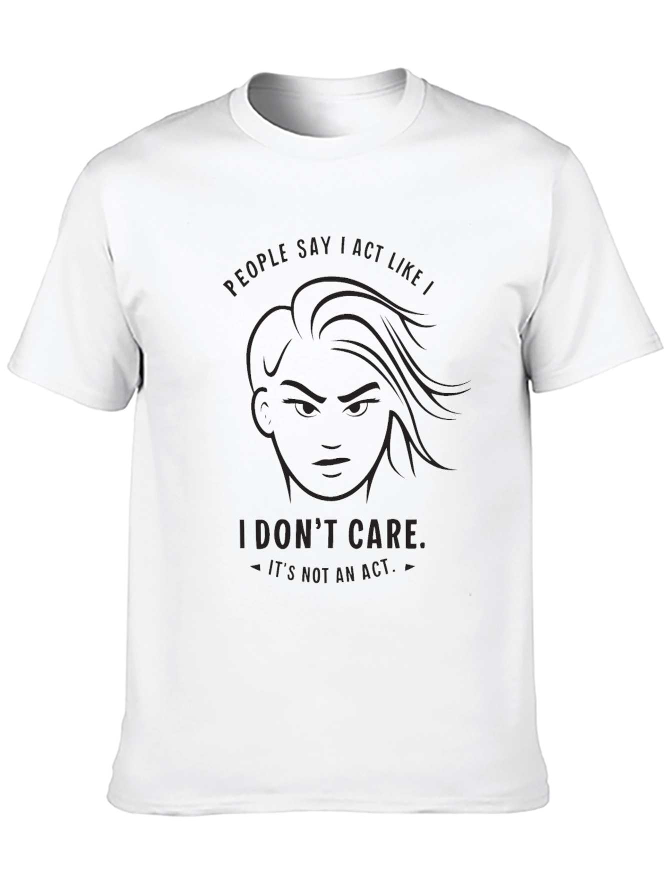 Black I Don't Care Graphic Tee - Bold Statement T-Shirt view 10