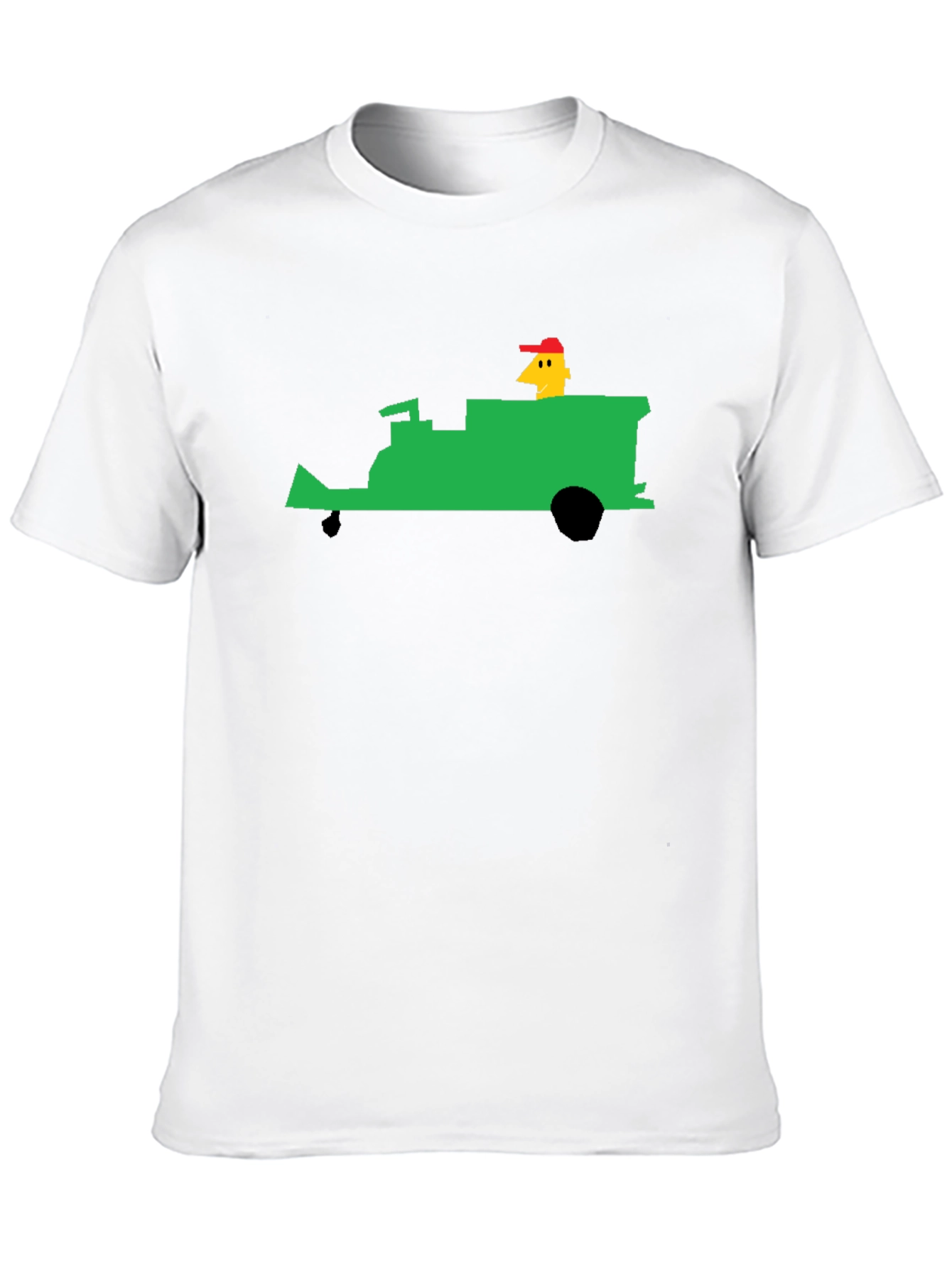 Black Retro T-Shirt: Pixelated Green Tractor Ride view 10