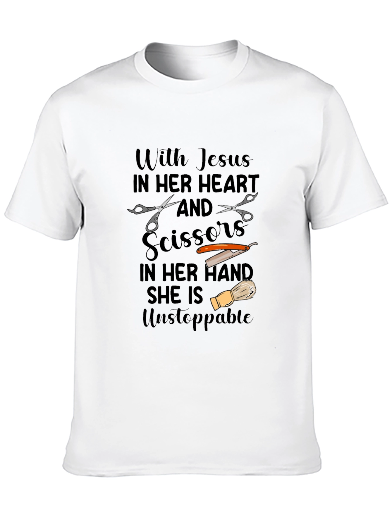 Jesus & Scissors Barber Graphic T-Shirt - 10