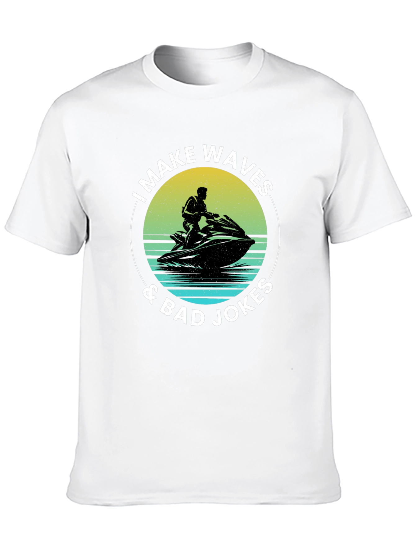Black I Make Waves & Bad Jokes T-Shirt view 10