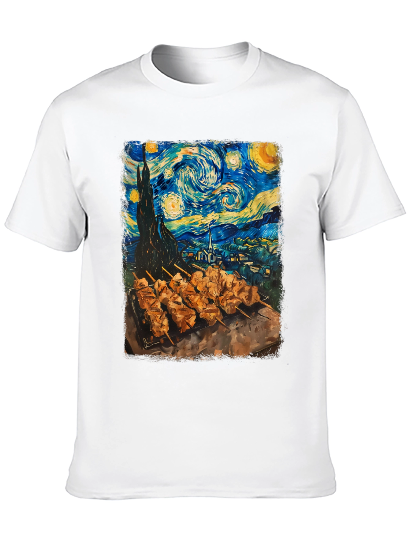 Black Starry Night & BBQ T-Shirt view 10