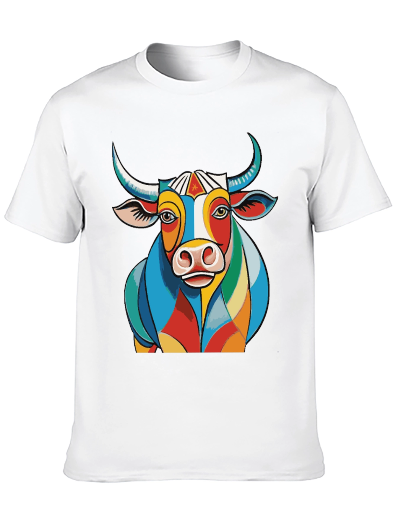 Black Colorful Bull Graphic Tee - Unique Design view 10