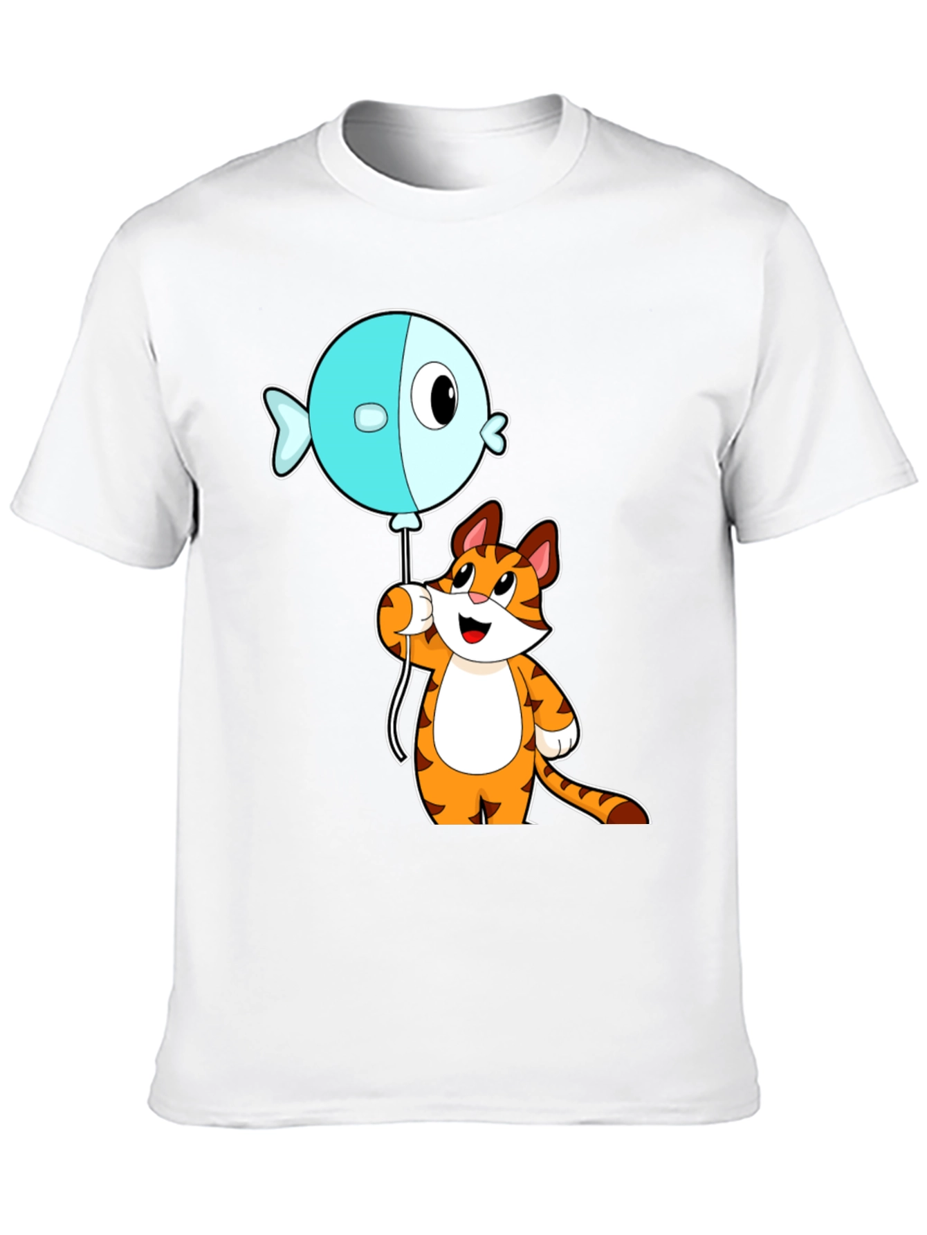 Black Cartoon Cat & Fish Balloon Graphic Tee view 10