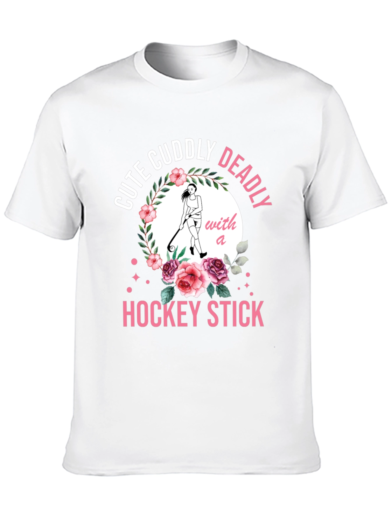 Black Cute Cuddly Deadly Hockey Stick T-Shirt view 10