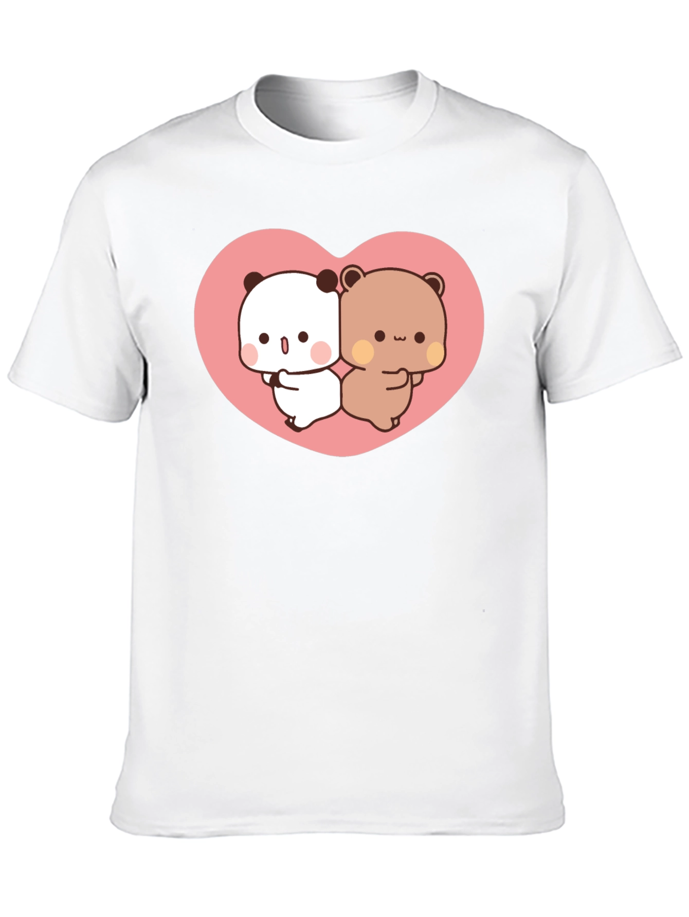 Black Cute Kawaii Bear Heart Graphic Black T-Shirt view 10