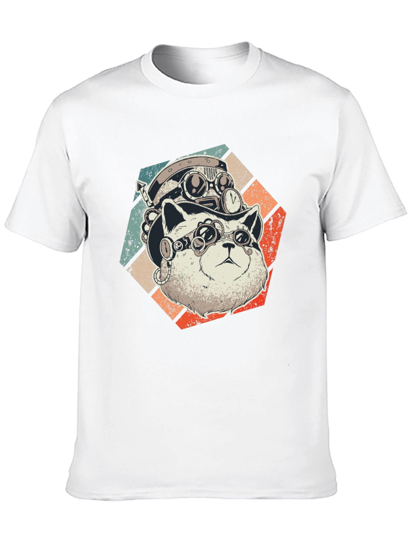 Black Steampunk Cat T-Shirt - Retro Style  view 10