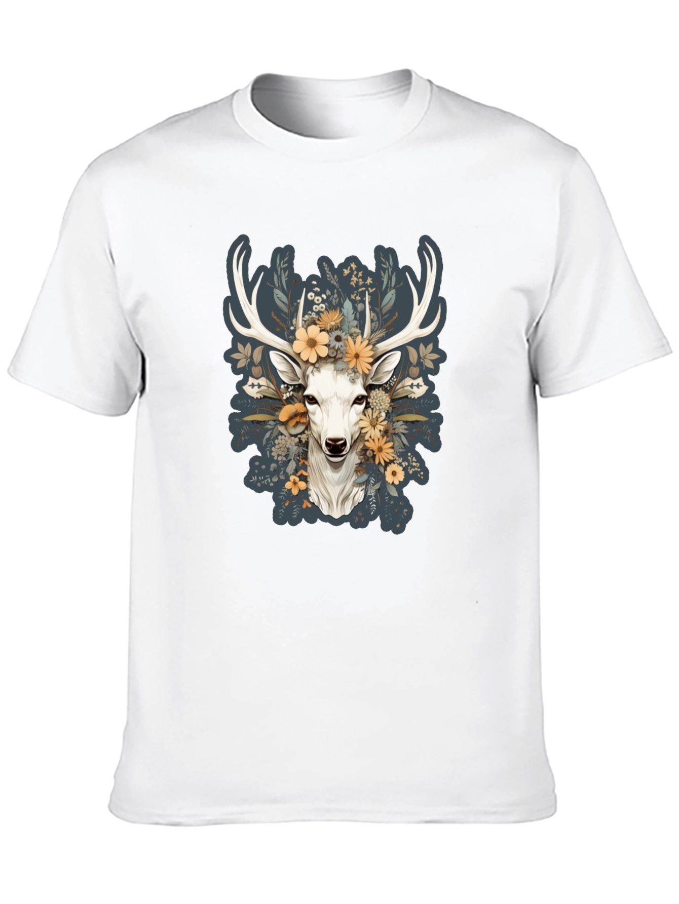 Black Floral Deer Graphic Tee - Nature Inspired Menswear view 10