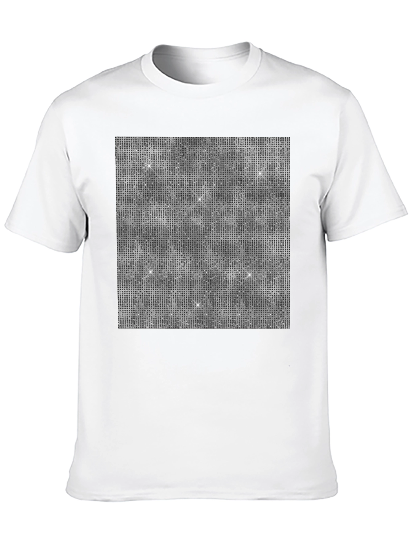 Black Glitter Grid Men's Black T-Shirt view 10