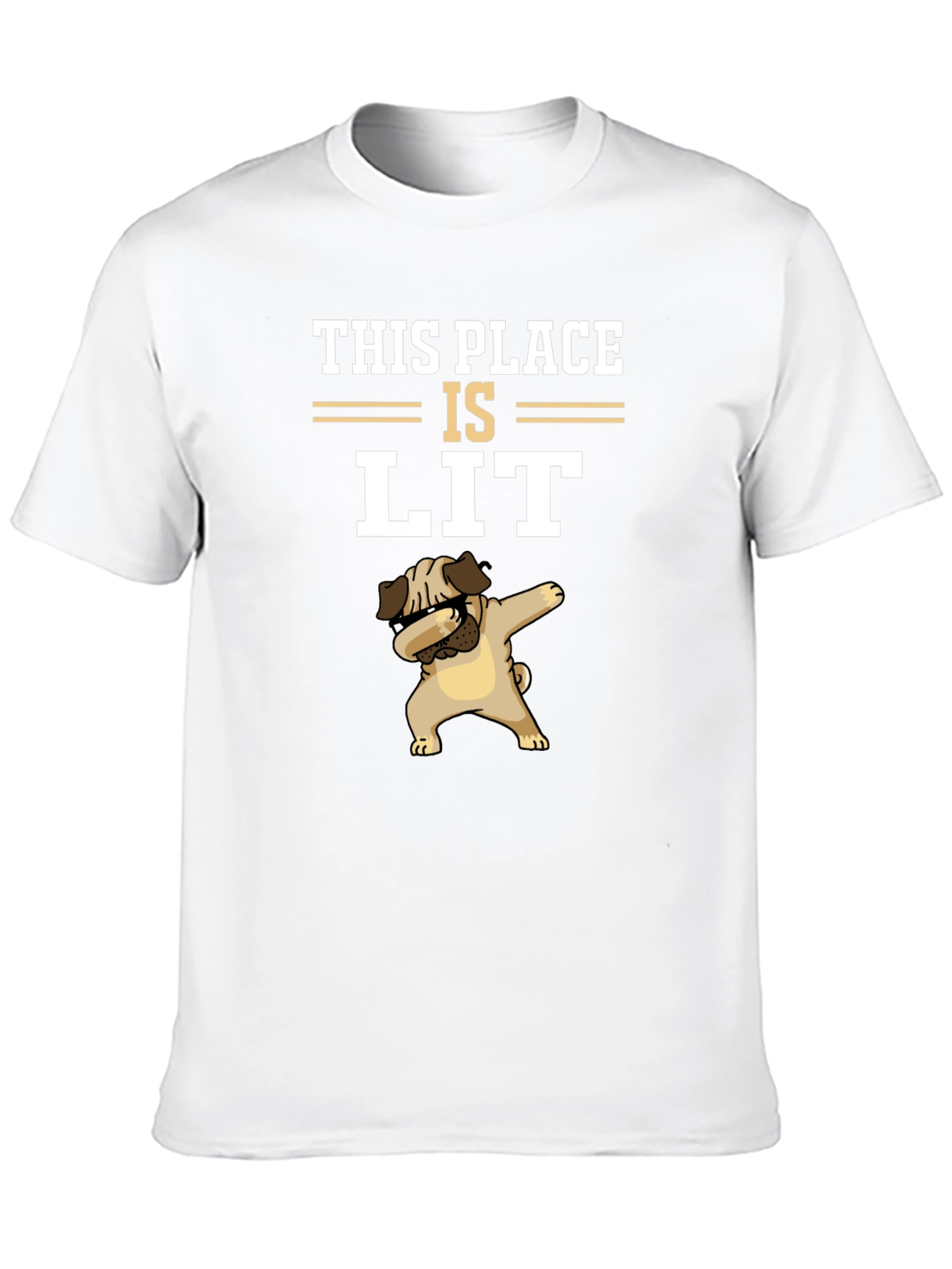 Black This Place Is Lit Pug T-Shirt view 10