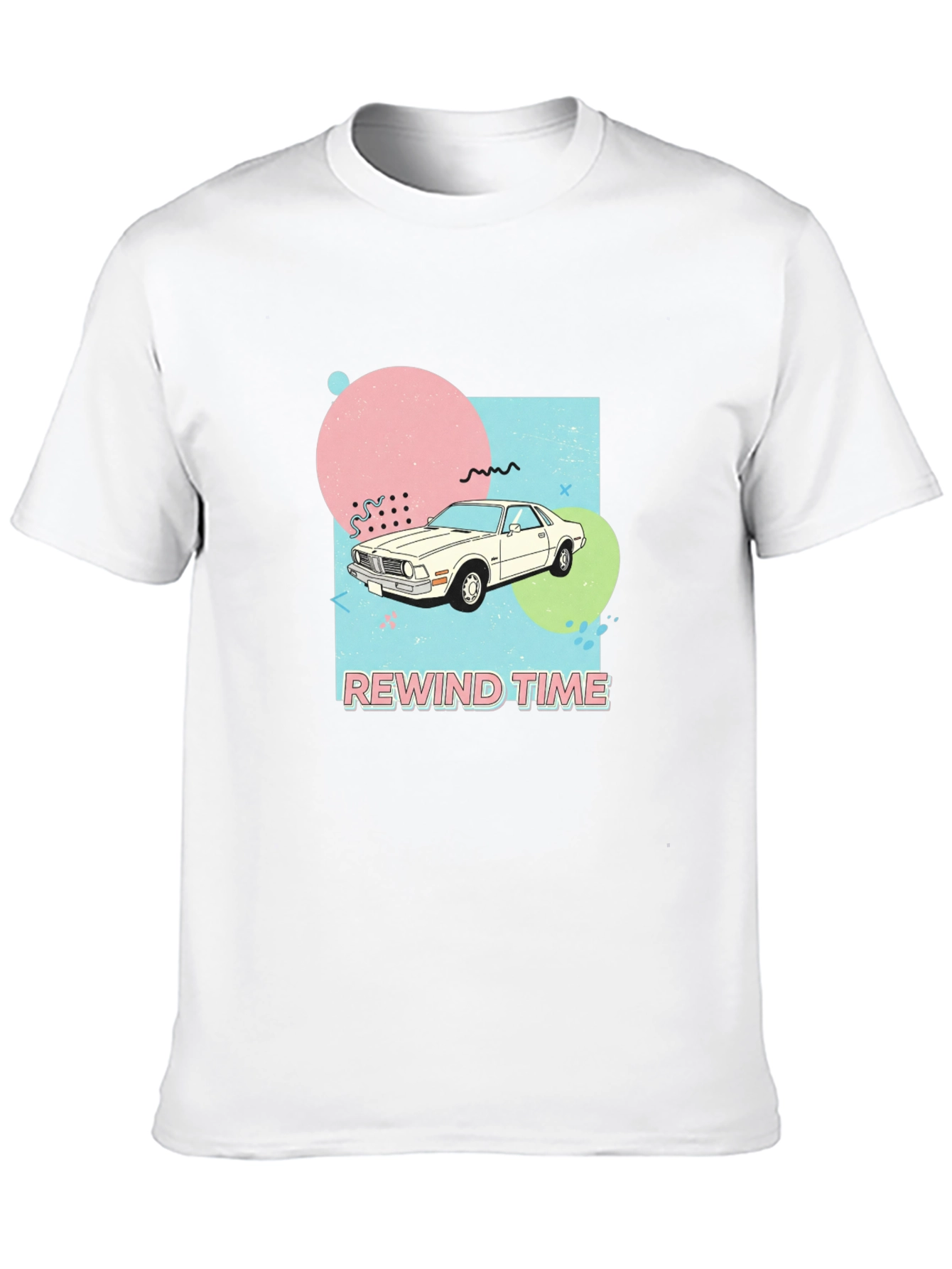 Black Rewind Time Retro Car Graphic T-Shirt view 10