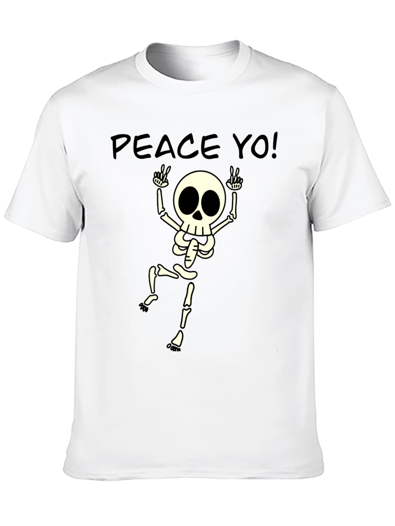 Black Peace Yo! Skeleton Graphic Black T-Shirt view 10