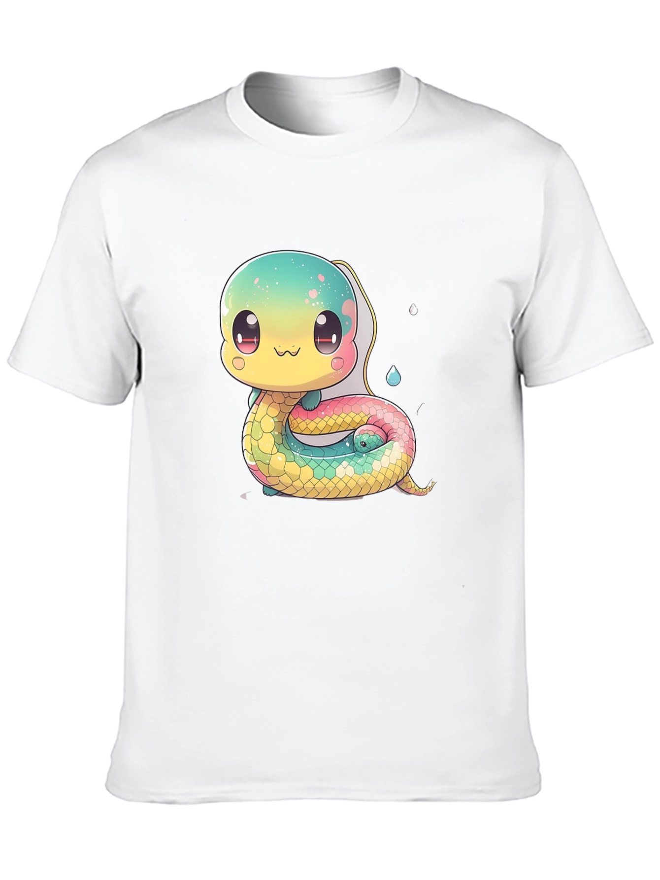 Black Cute Cartoon Snake Black T-Shirt view 10