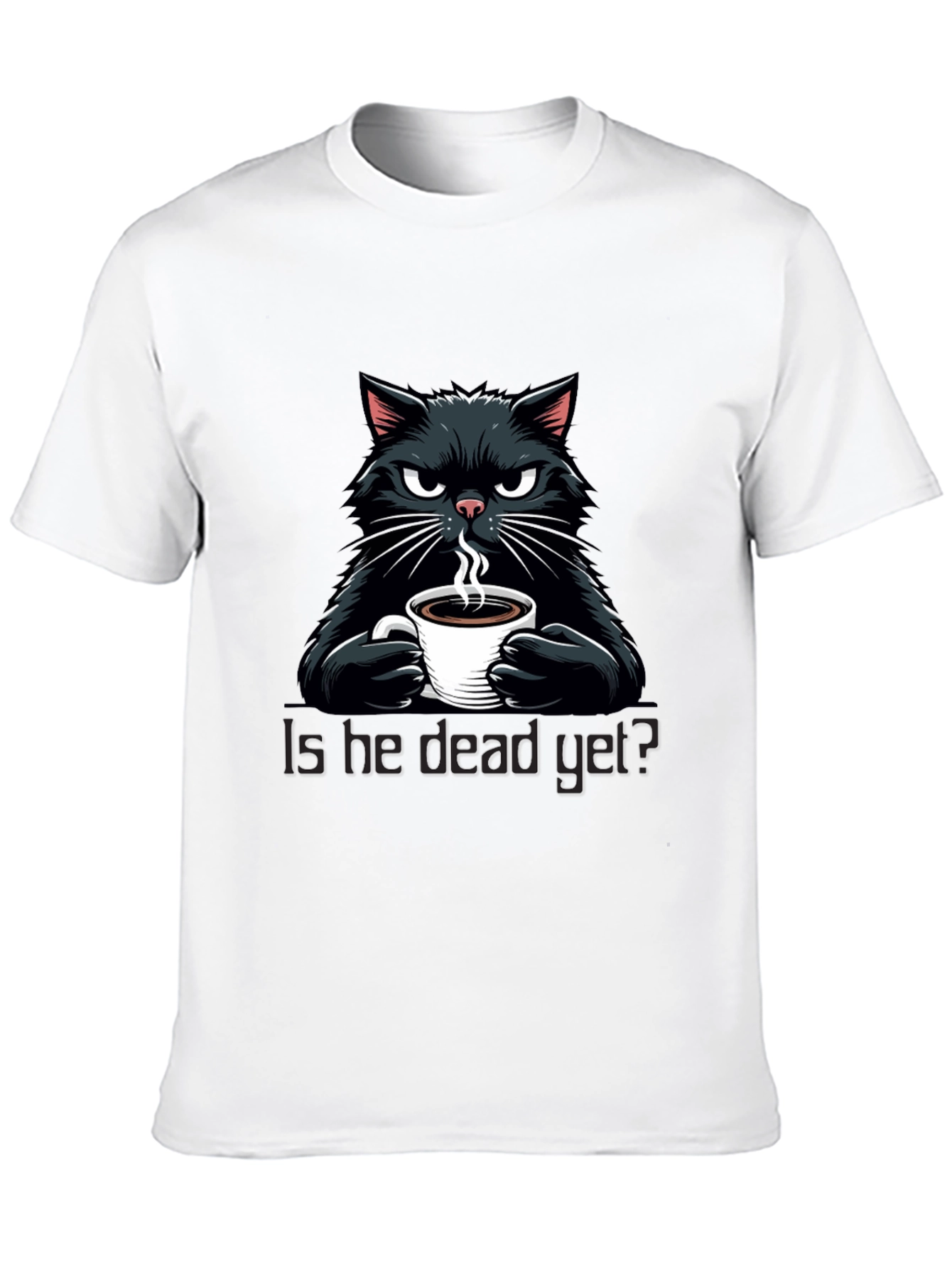 Black Grumpy Cat Coffee T-Shirt - "Is He Dead Yet?" view 10