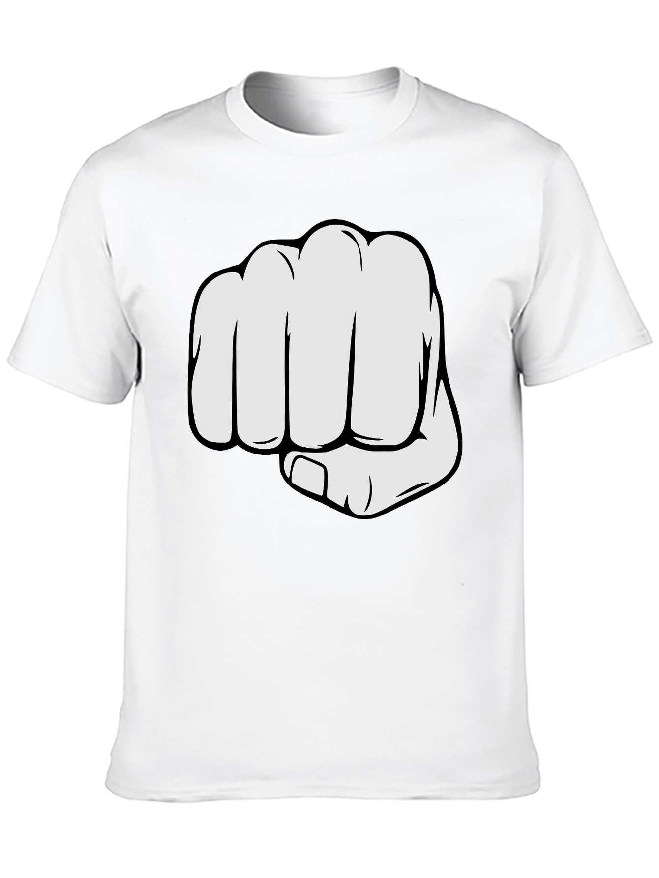 Black Fist Bump Graphic Tee - Black Crew Neck Cotton T-Shirt view 10
