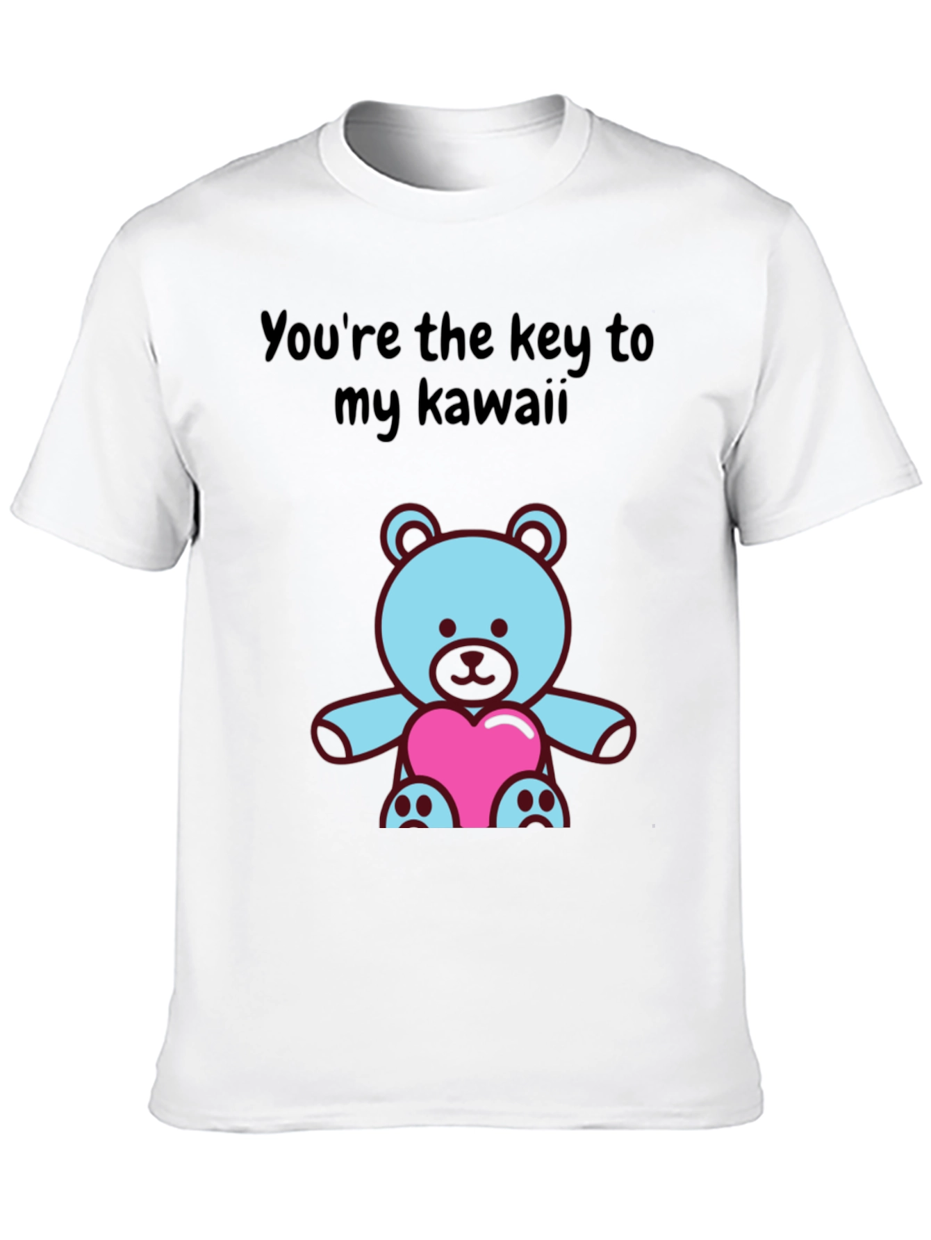 Black Kawaii Bear T-Shirt: Key to My Heart Tee view 10