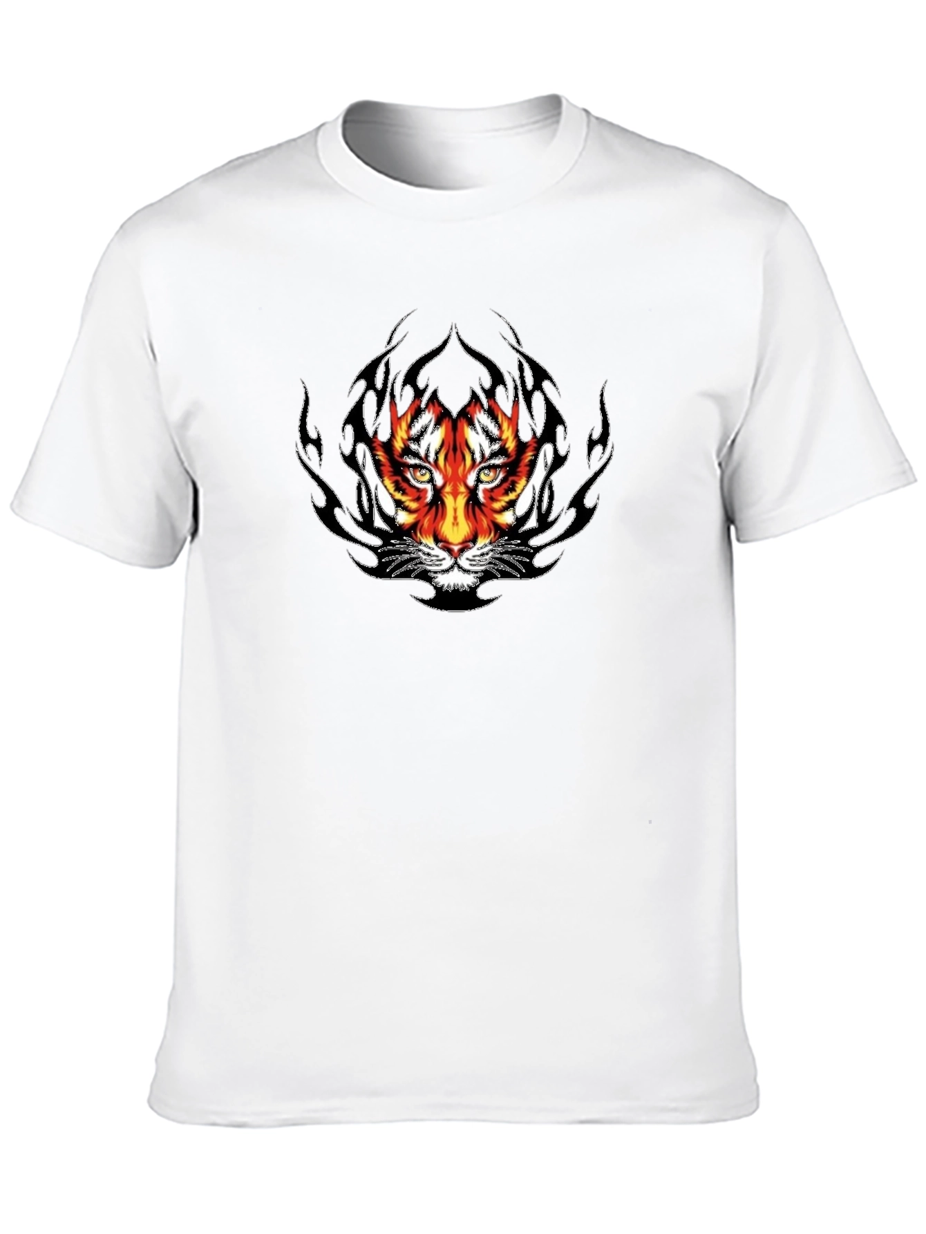 Black Fiery Tiger Graphic Black T-Shirt view 10