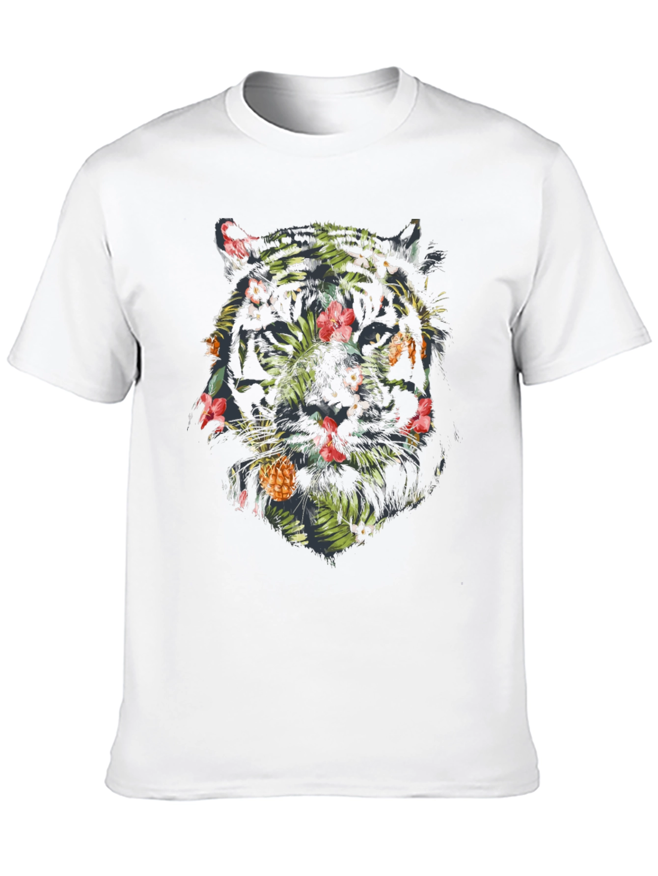 Black Tropical Tiger Graphic Tee - Black Cotton Blend Shirt view 10