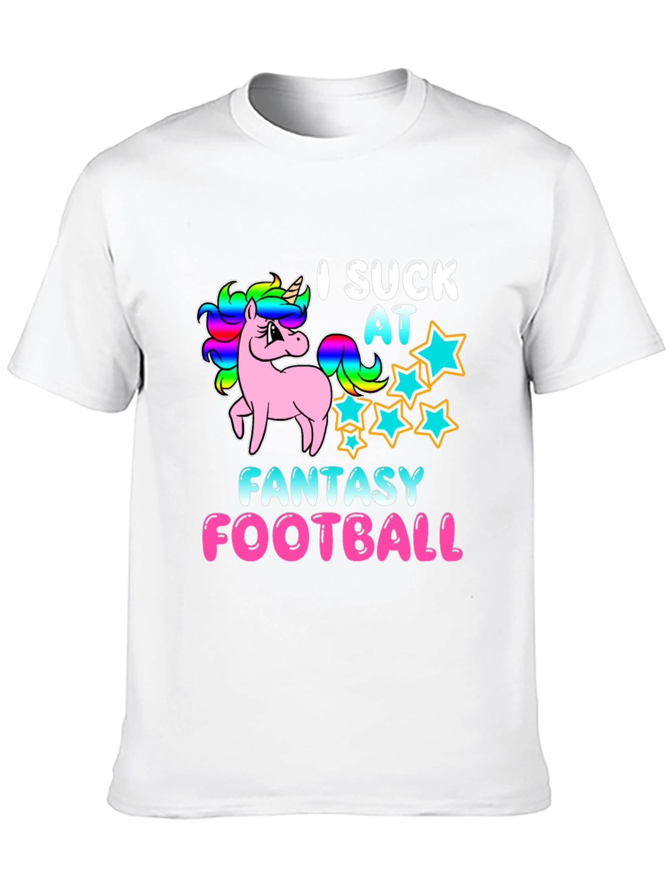 Black I Suck At Fantasy Football Unicorn T-Shirt view 10