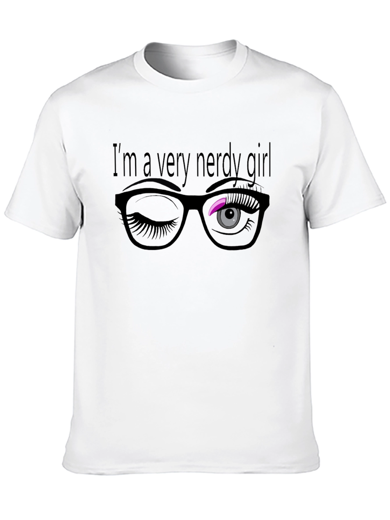 Black Nerdy Girl Wink T-Shirt view 10