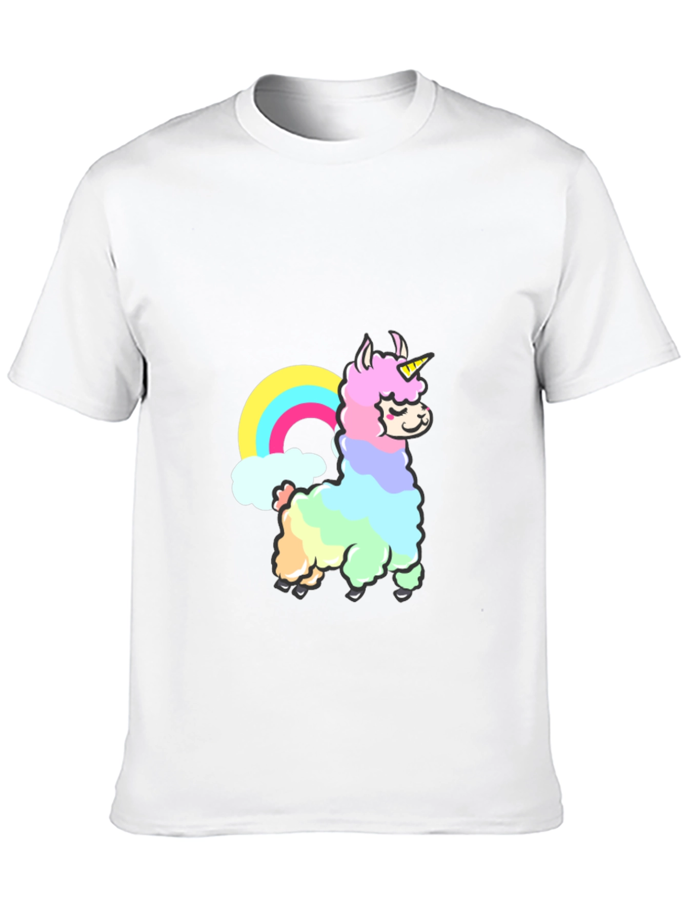 Black Rainbow Llama Unicorn Graphic T-Shirt view 10