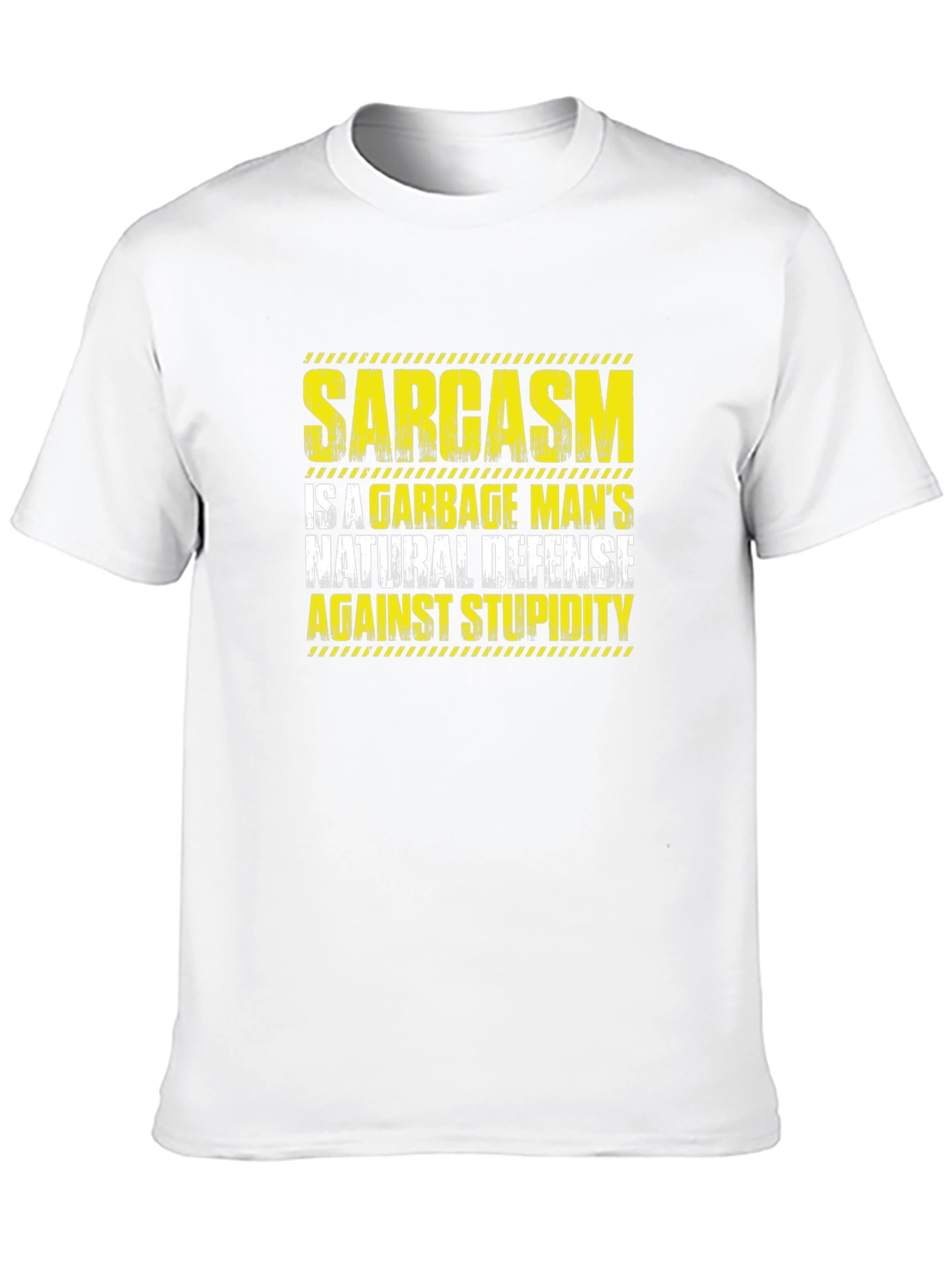 Black Sarcasm Garbage Man's Natural Defense T-Shirt view 10