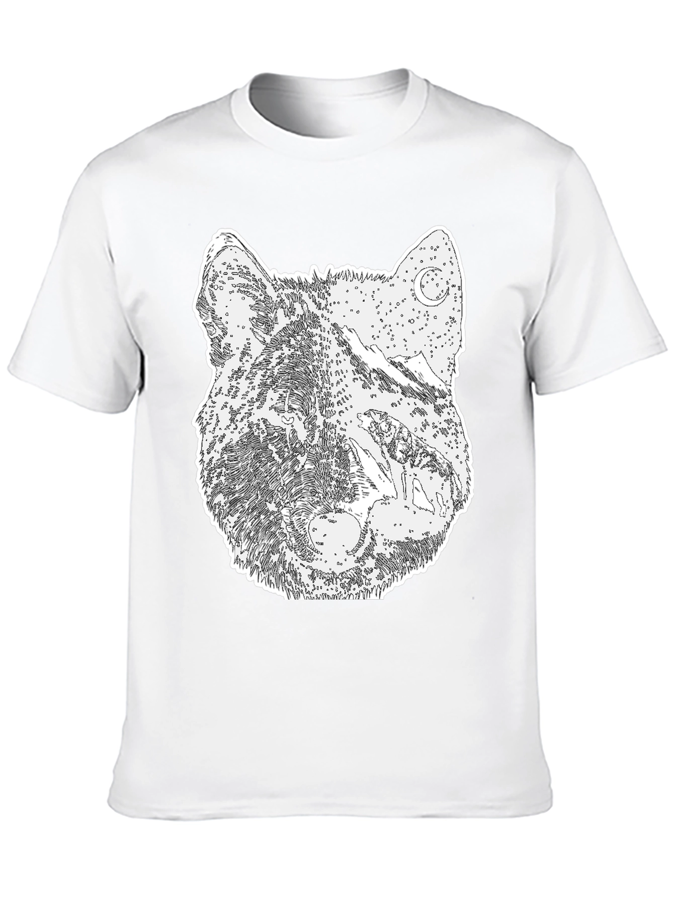 Black Wolf Graphic Print Tee - Black Cotton Blend view 10