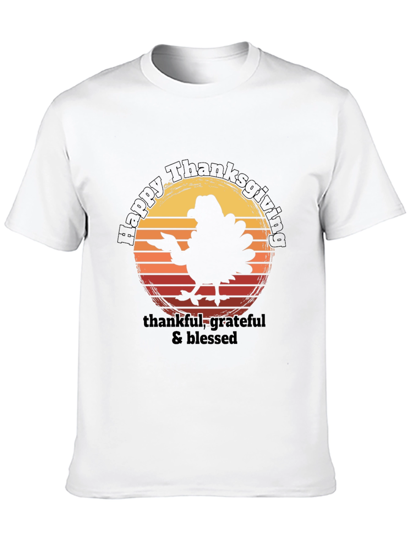 Black Happy Thanksgiving Turkey Graphic T-Shirt view 10