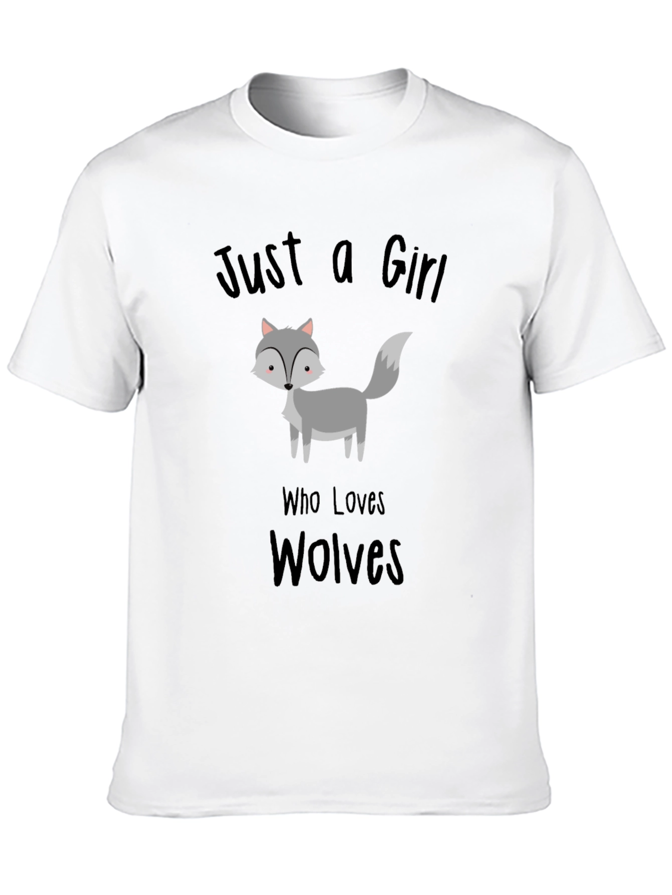 Black Just a Girl Who Loves Wolves T-Shirt, Black view 10