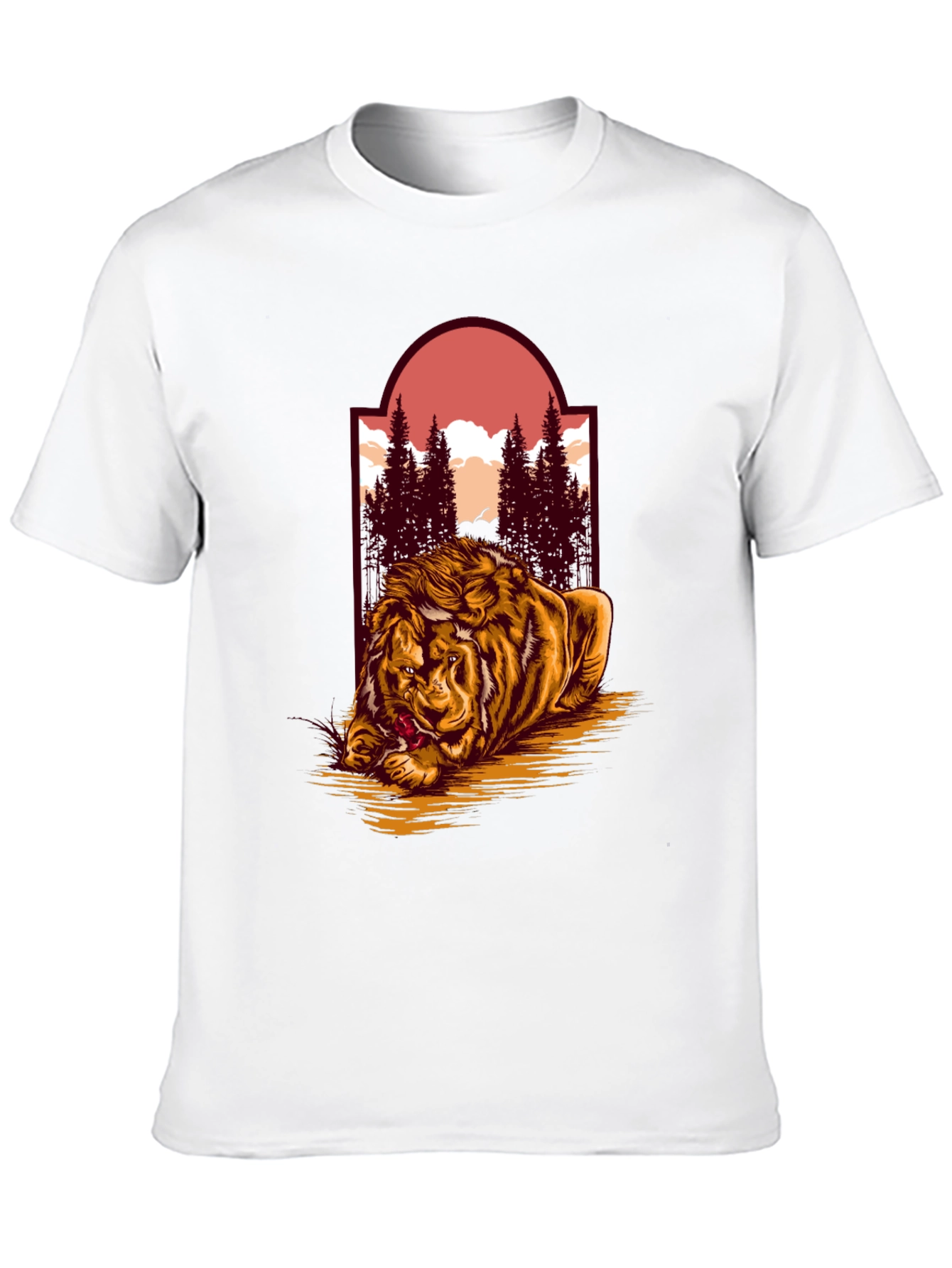 Black Lion & Landscape Graphic Tee - Unique Design view 10