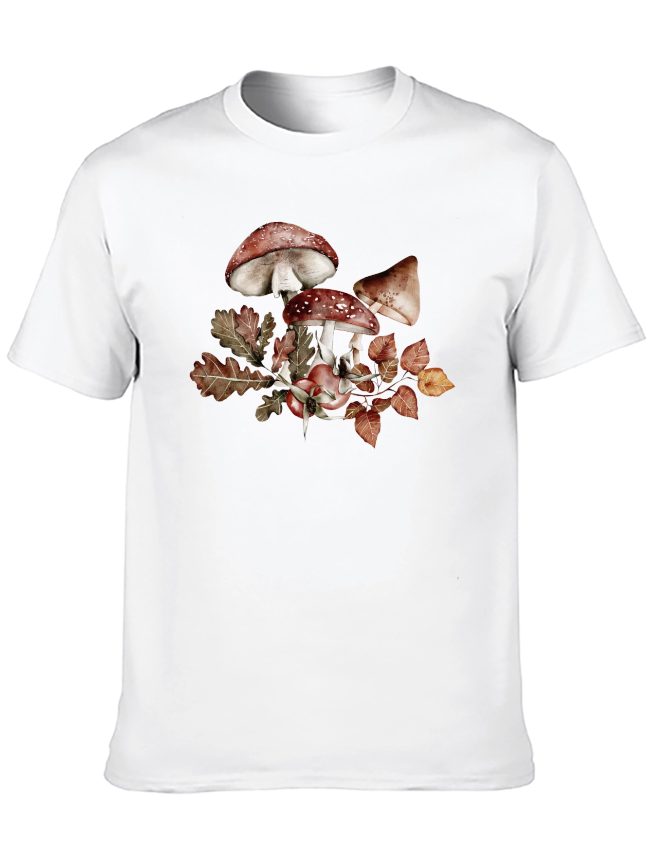 Black Mushroom & Leaves Graphic Tee - Black Cotton view 10