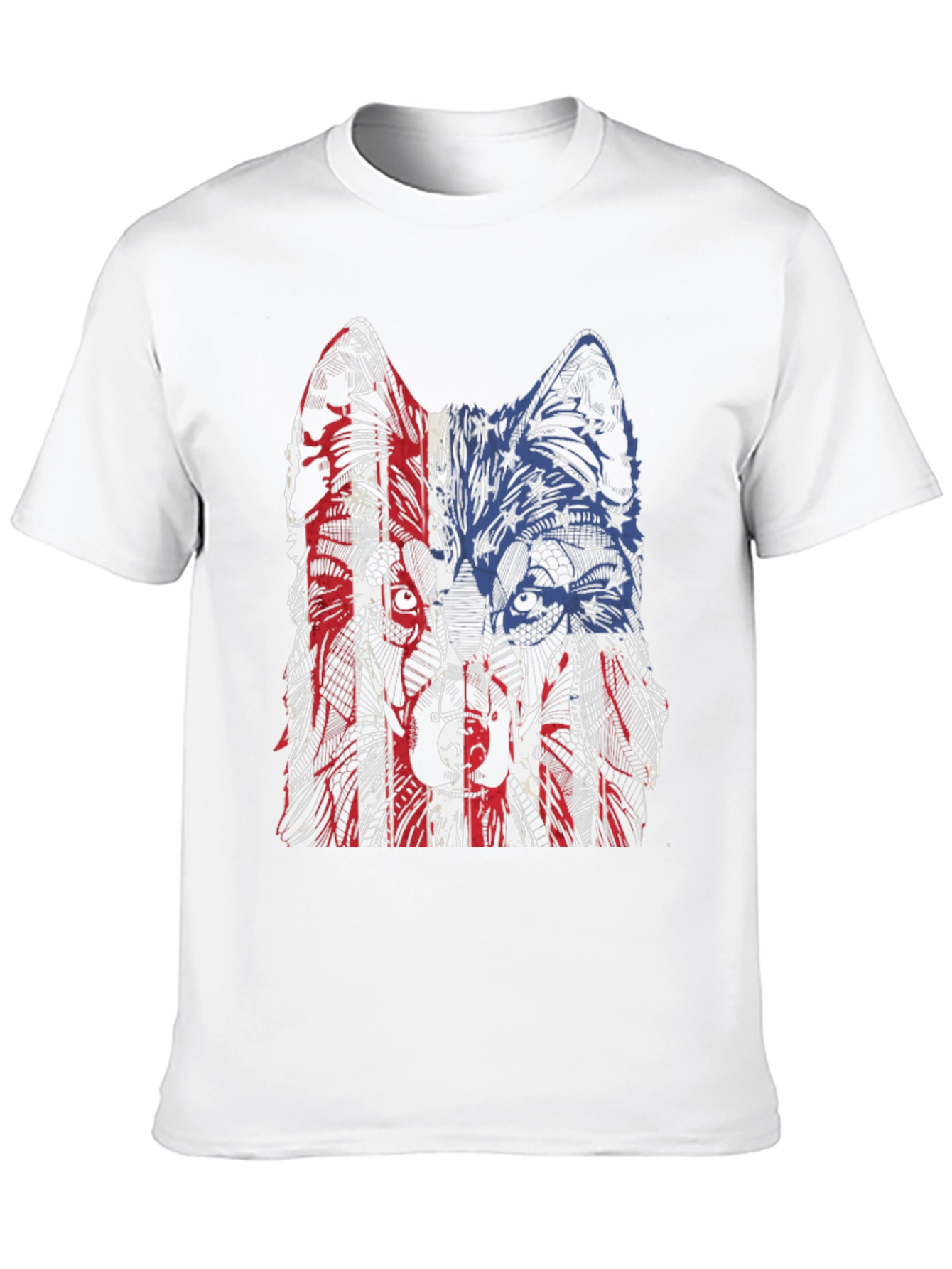 Black Patriotic Wolf Graphic Tee - Unisex Black T-Shirt view 10