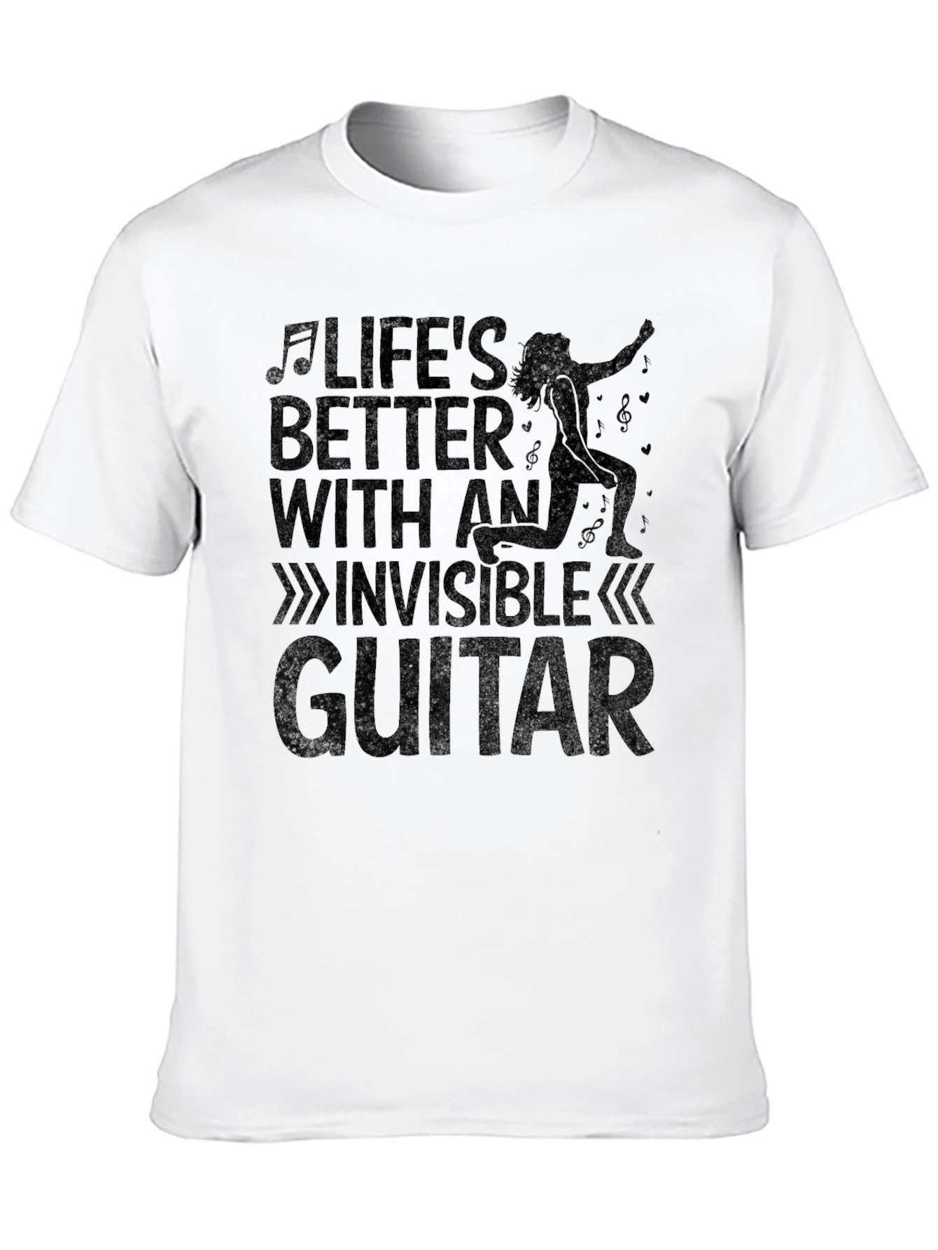 Black Life's Better with an Invisible Guitar T-Shirt view 10
