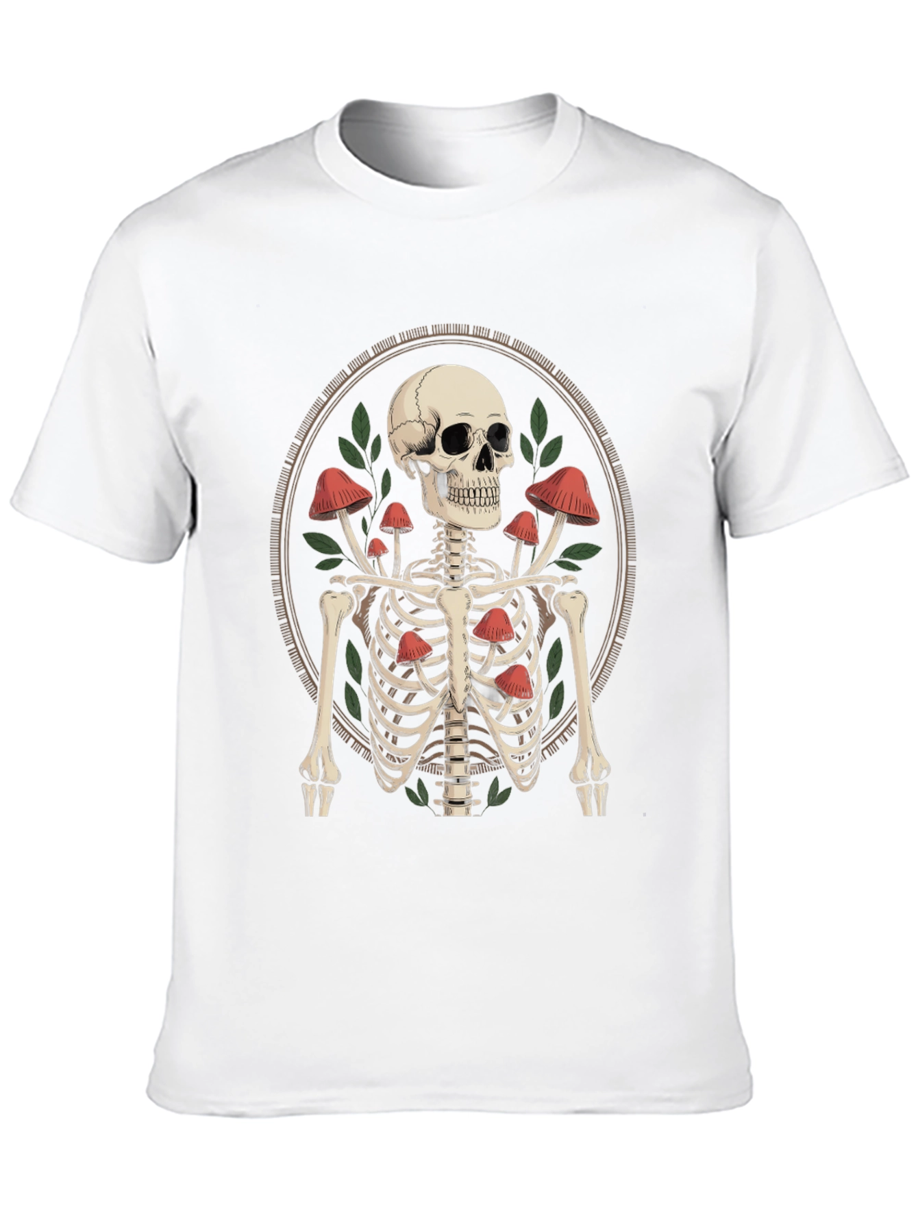Black Mushroom Skeleton Graphic Tee - Edgy Unisex T-Shirt view 10