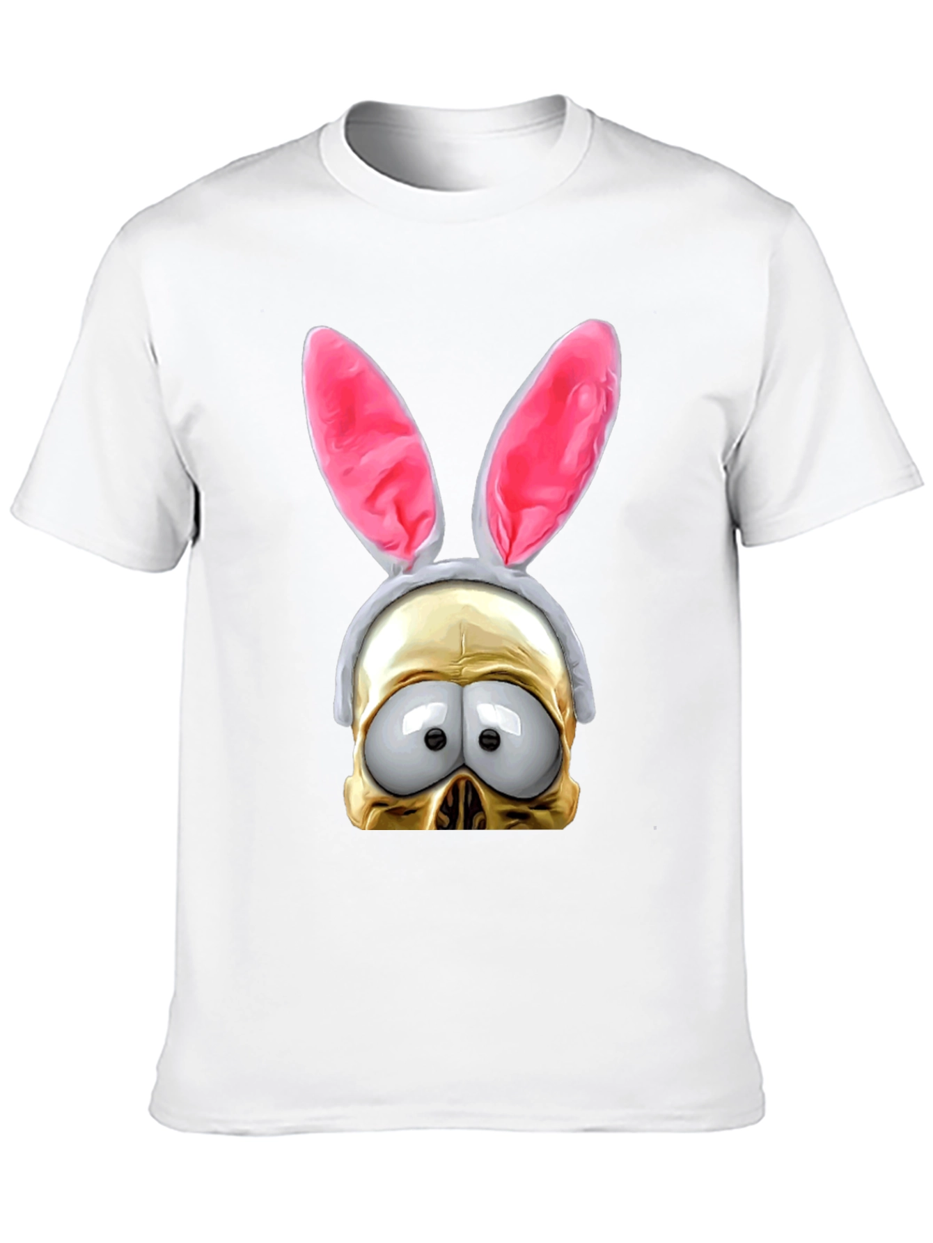 Black Humorous Bunny Skull Graphic T-Shirt view 10