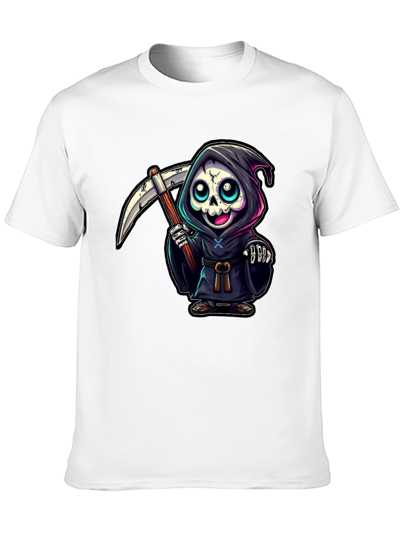 Black Grim Reaper Cartoon Graphic Tee view 10