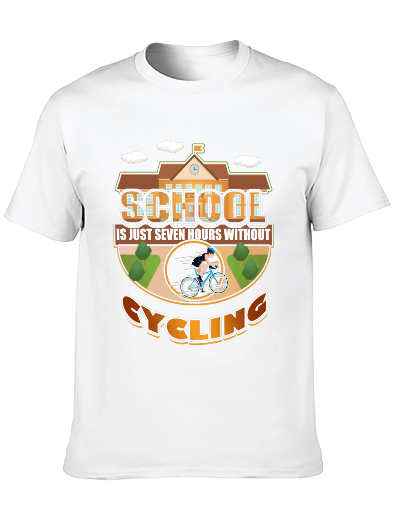 Black Cycling School T-Shirt: Seven Hours Without Cycling view 10
